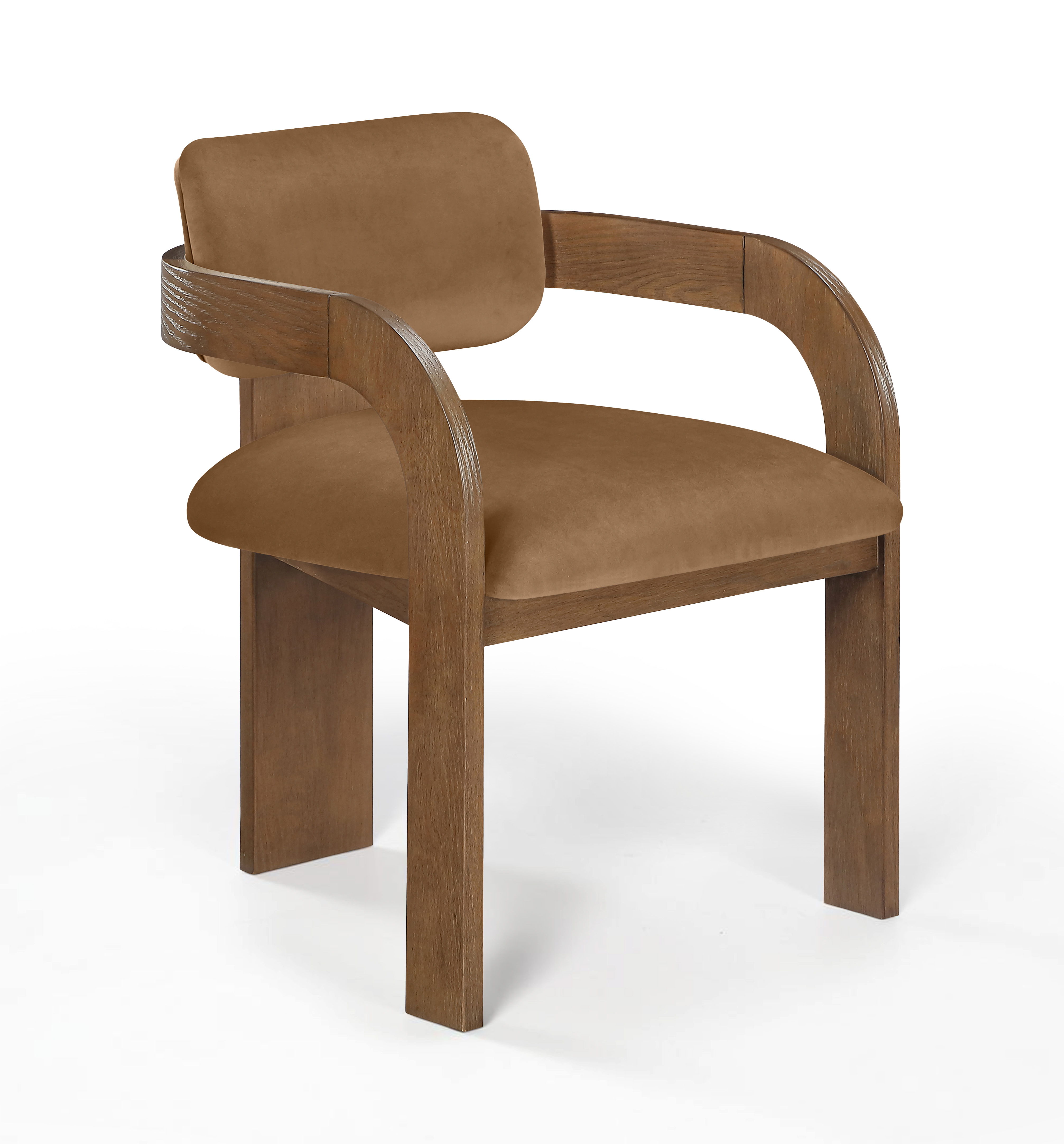 Cedra - Velvet Performance Fabric Upholstered Dining Chair (Set of 2) - Saddle / Brown