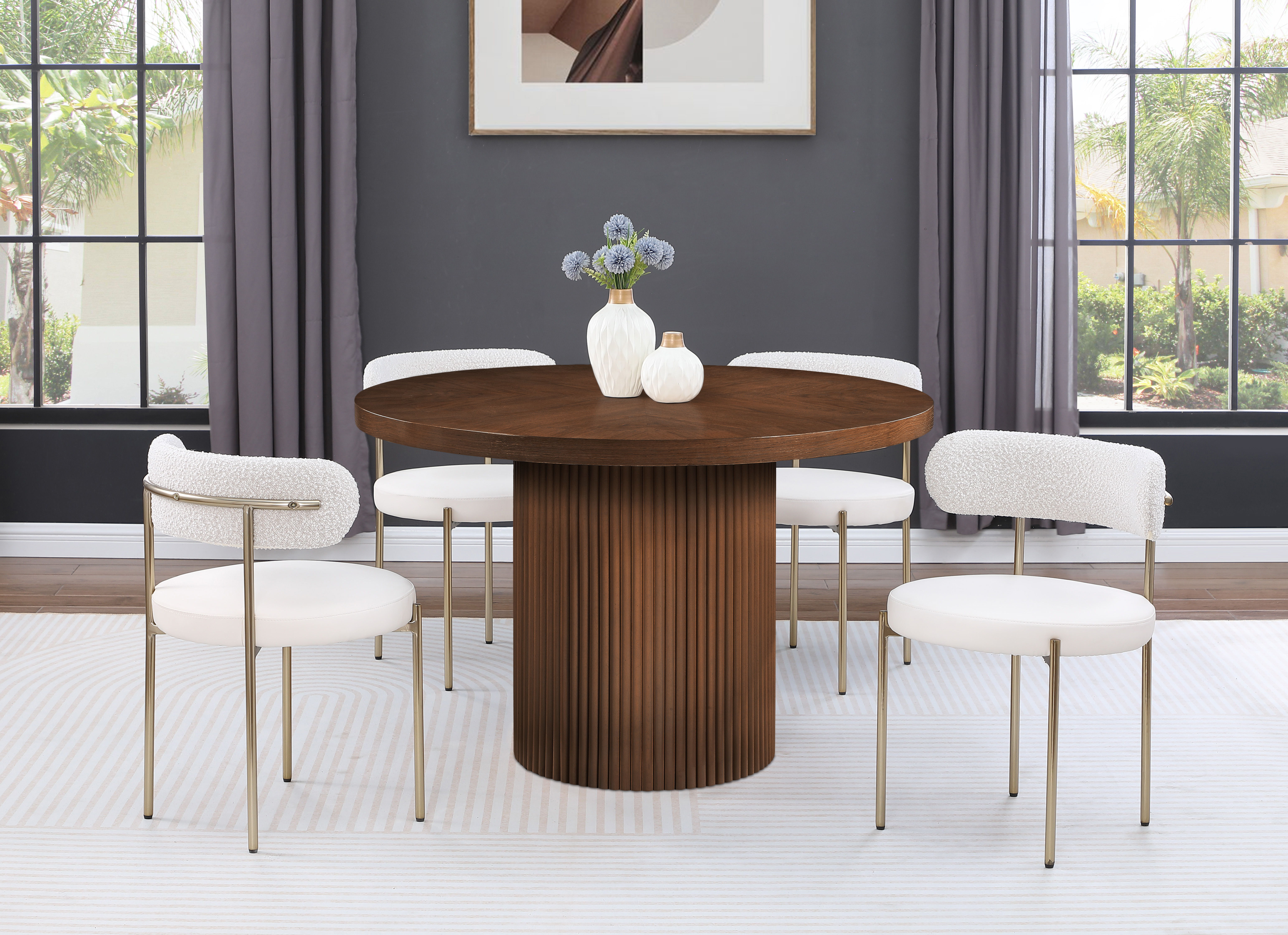 Belinda - Beech Wood And Oak Veneer 48" Dining Table - Brown