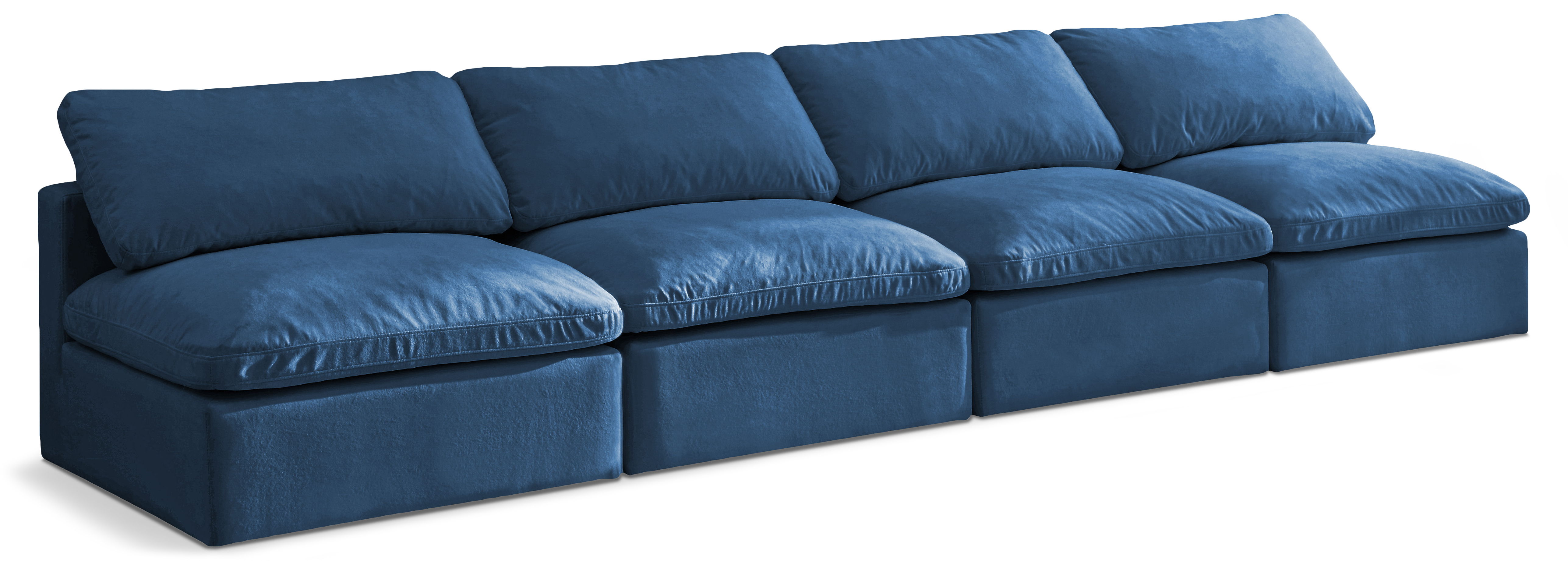 Plush - 4 Seat Modular Armless Sofa - Navy