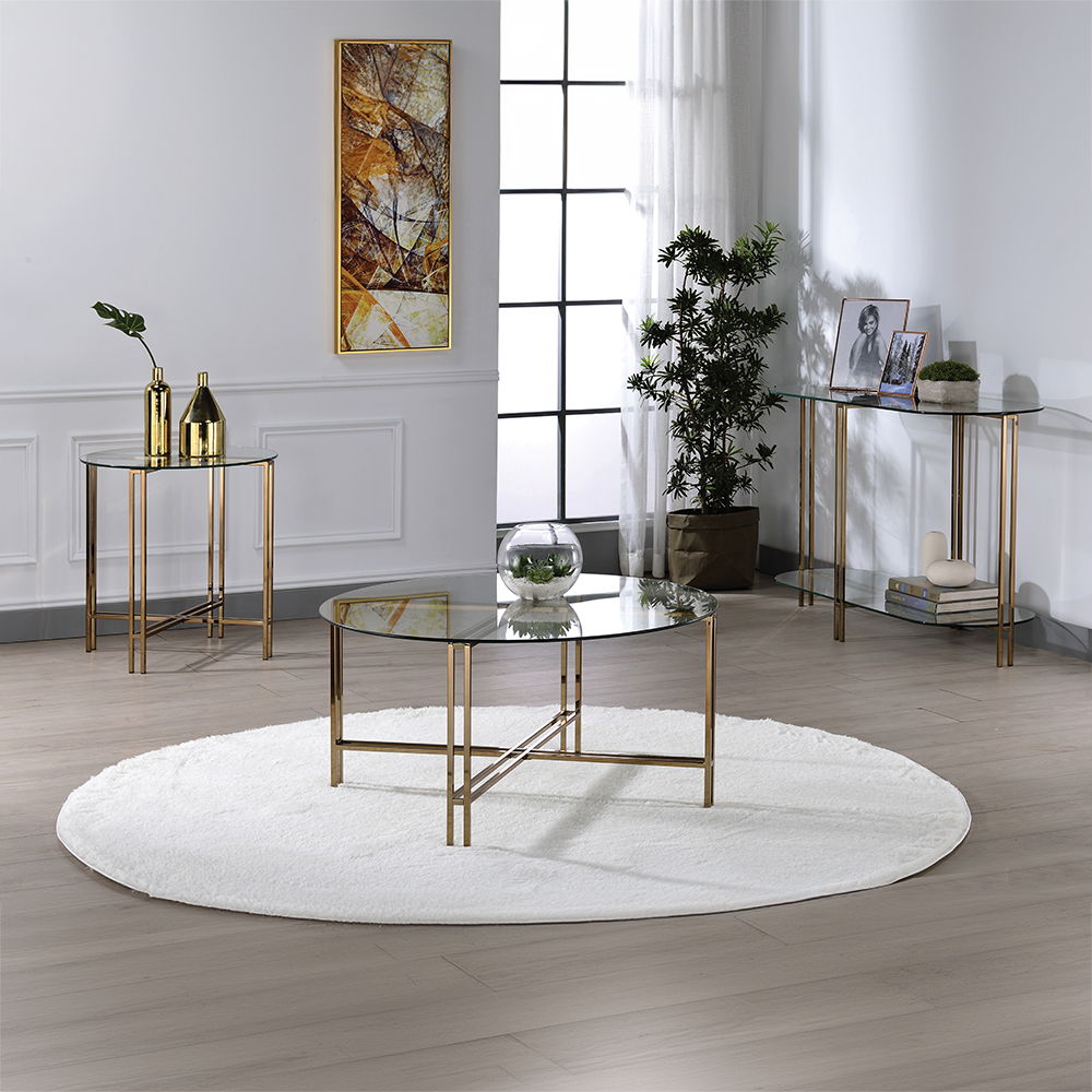 Veises - End Table - Champagne, beige, view 3