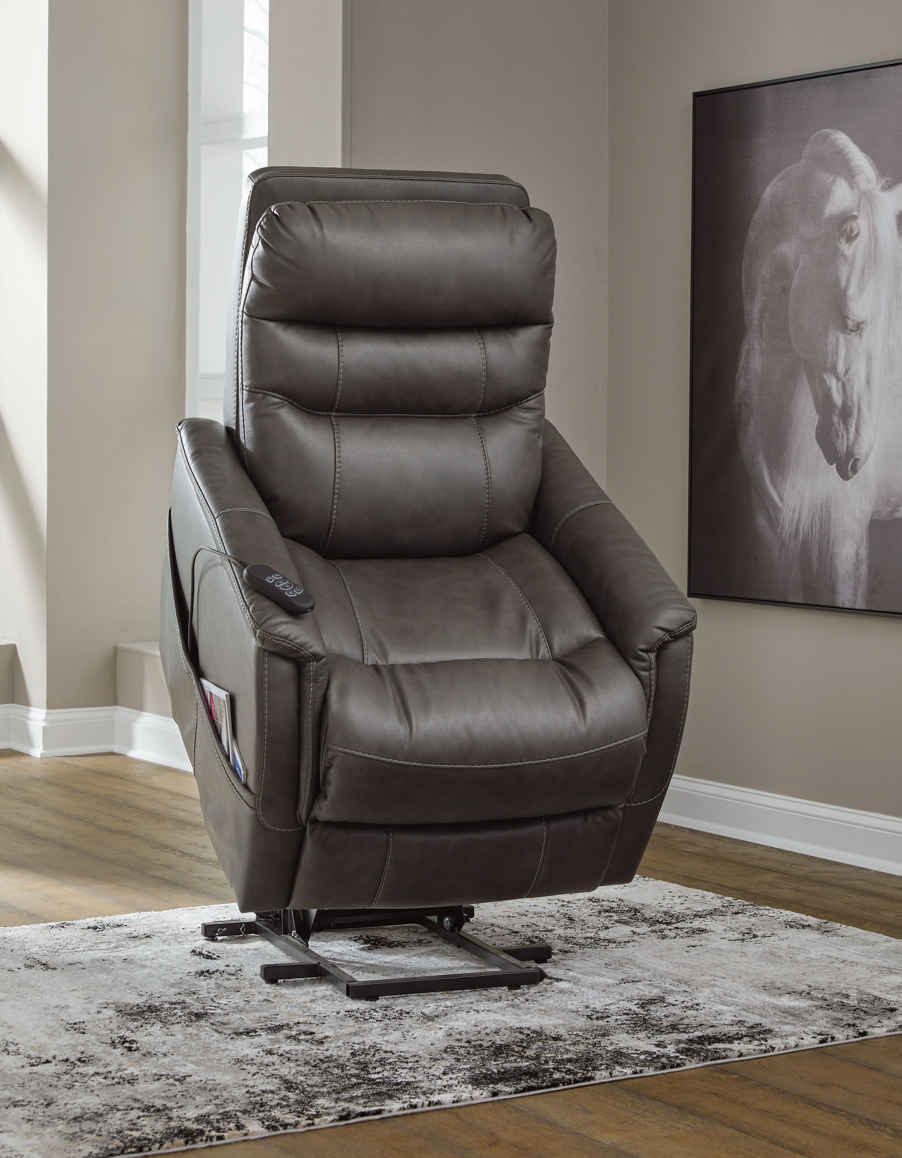 Ashley Furniture Strawbill - Power Lift Recliner - Shadow - Image 10