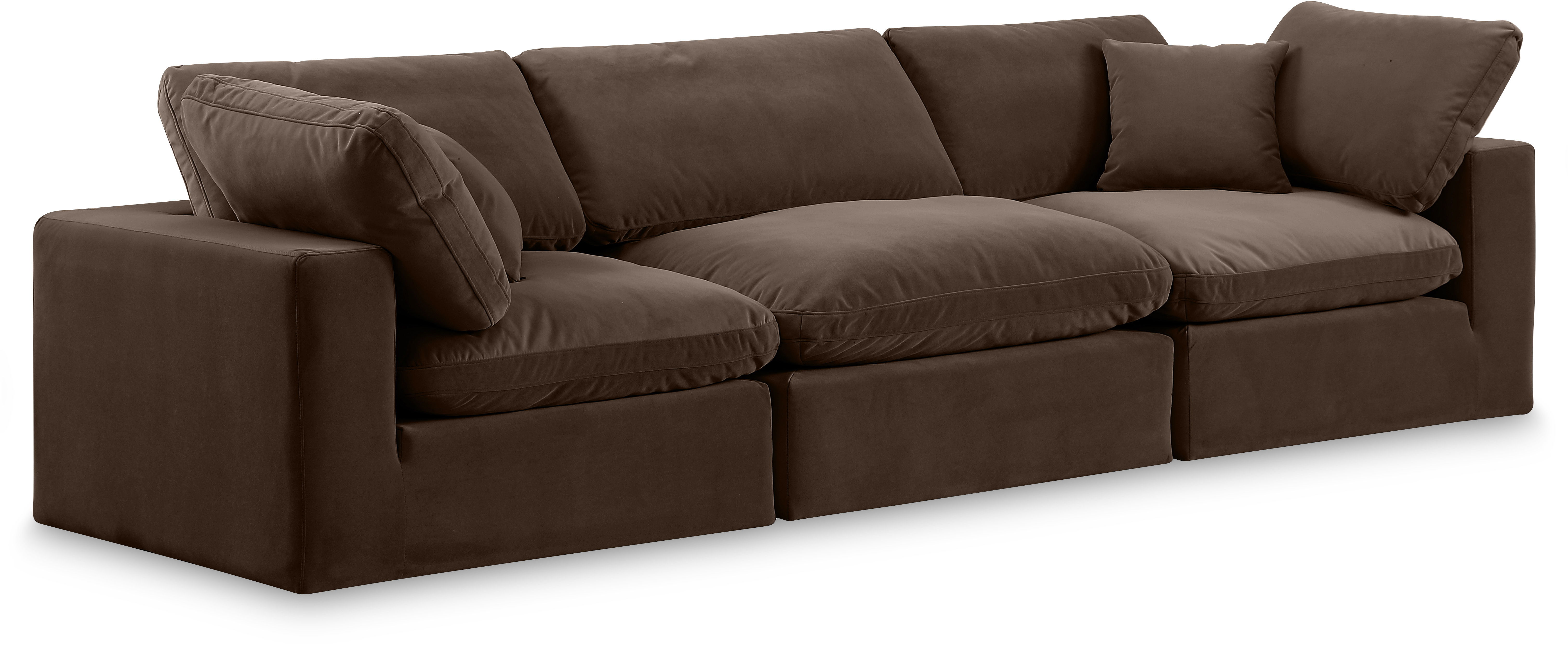 Comfy - Velvet Modular Sofa 3 Seats - Brown