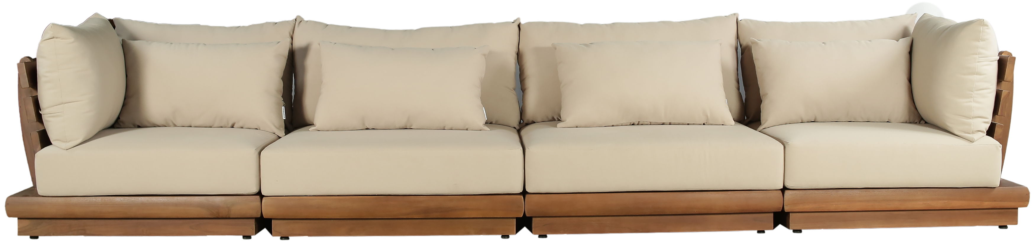 Mirella - 4 Piece Water Resistant Fabric 150" Upholstered Outdoor Patio Modular Sofa - Tan