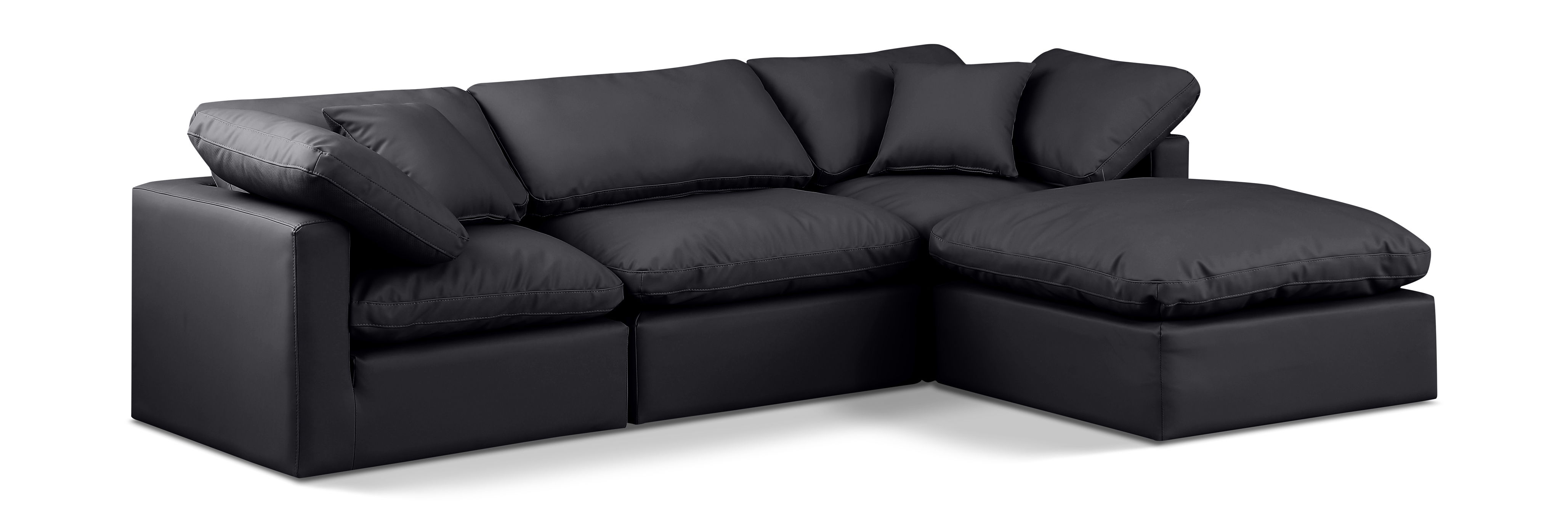 Indulge - Faux Leather 4 Piece Modular Sectional With Chaise - Black