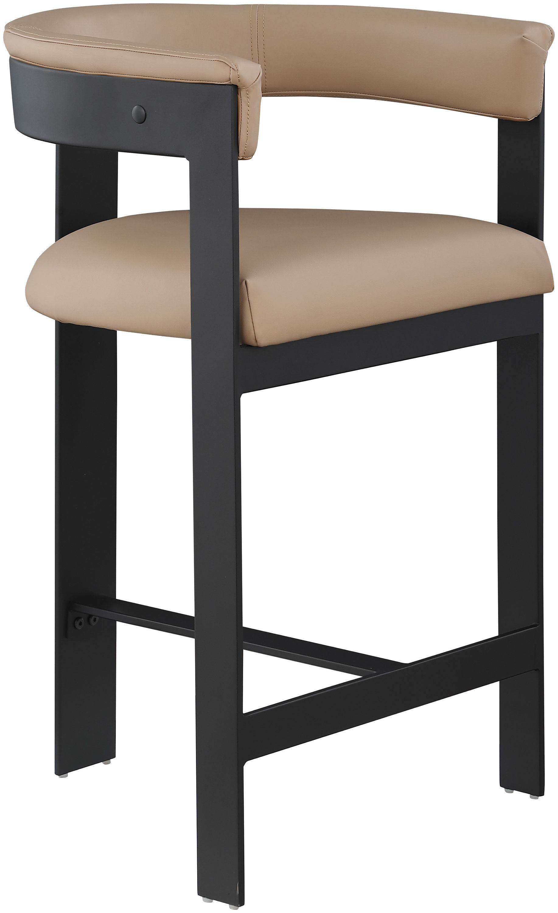 Romeo - Faux Leather Counter Stool With Black Base (Set of 2) - Tan