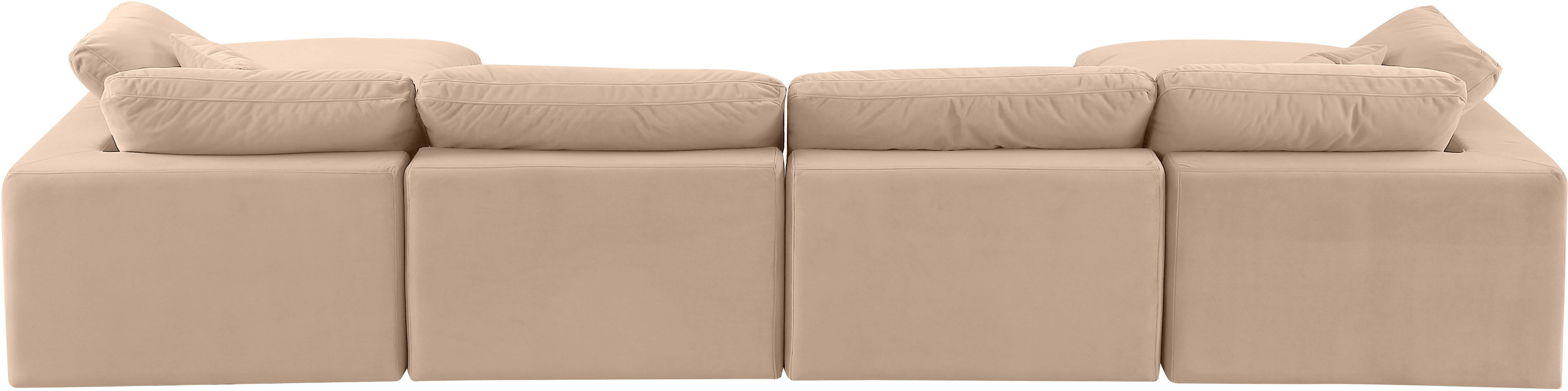Comfy - 6 Piece Velvet Modular Double Chaise Sectional - Light Beige