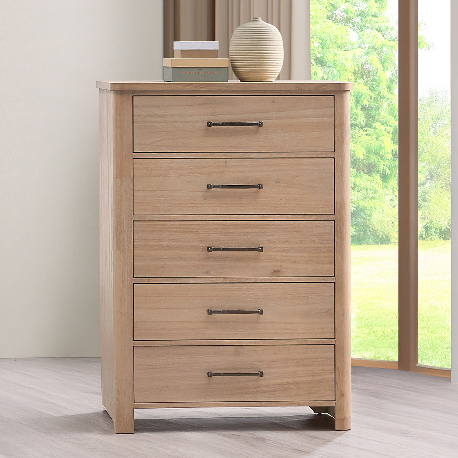 Anika - 5 Drawer Chest - Natural / Brown, light brown, view 7