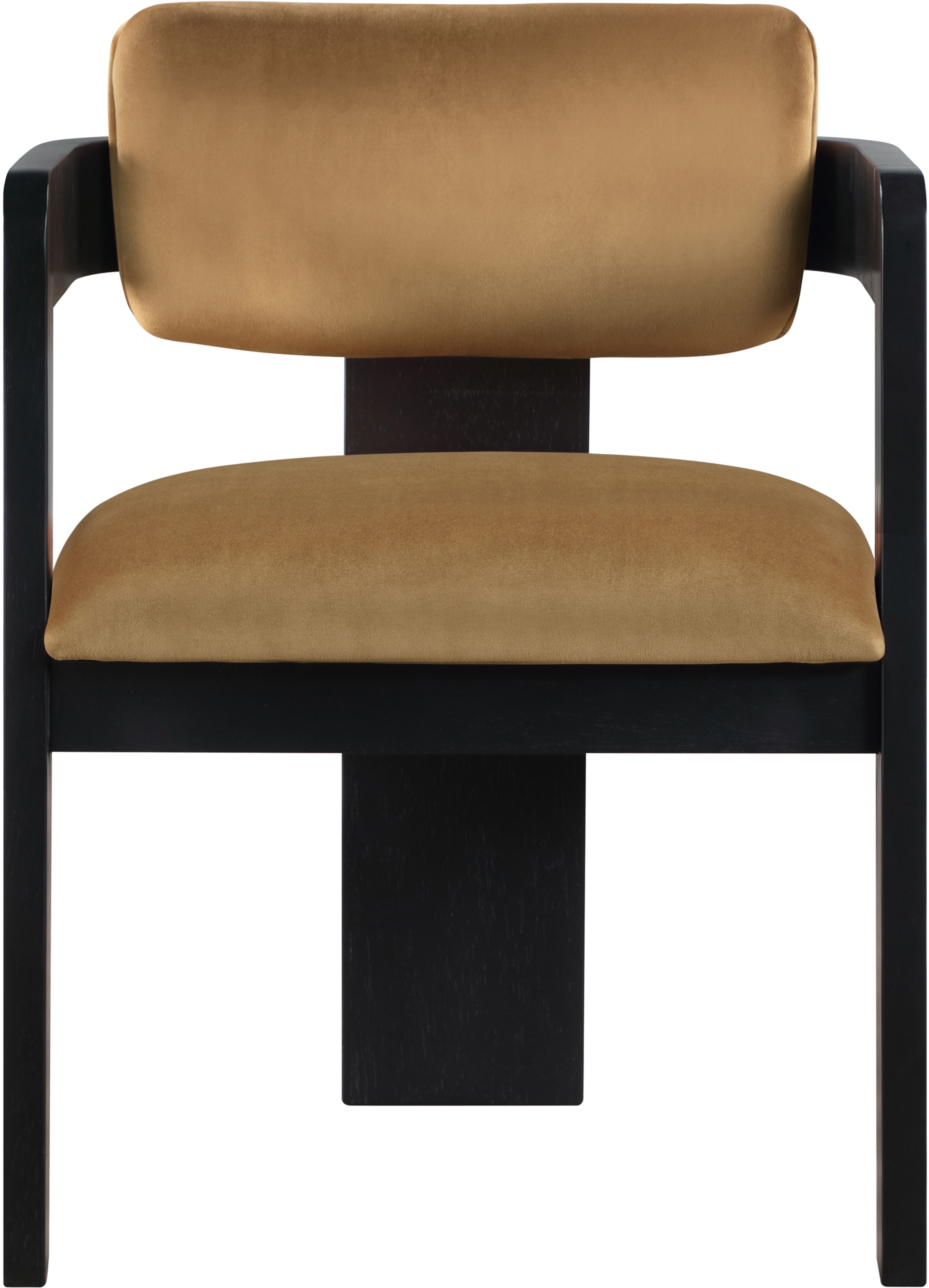 Sacha - Velvet Dining Chair With Black Base (Set of 2) - Saddle