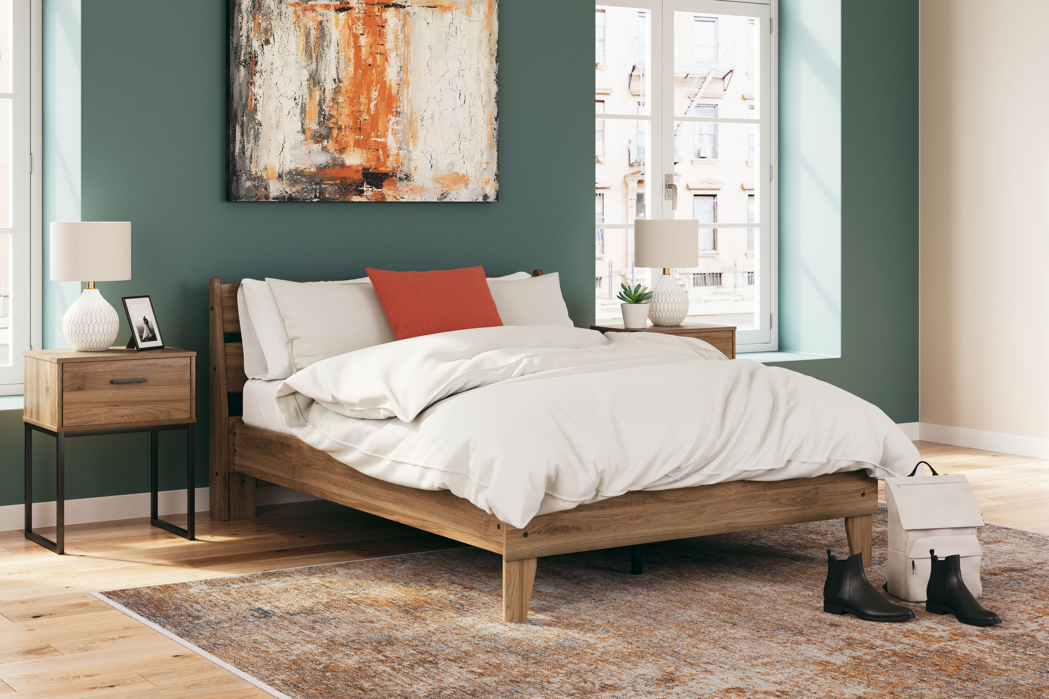 Deanlow - Full Platform Panel Bed - Honey