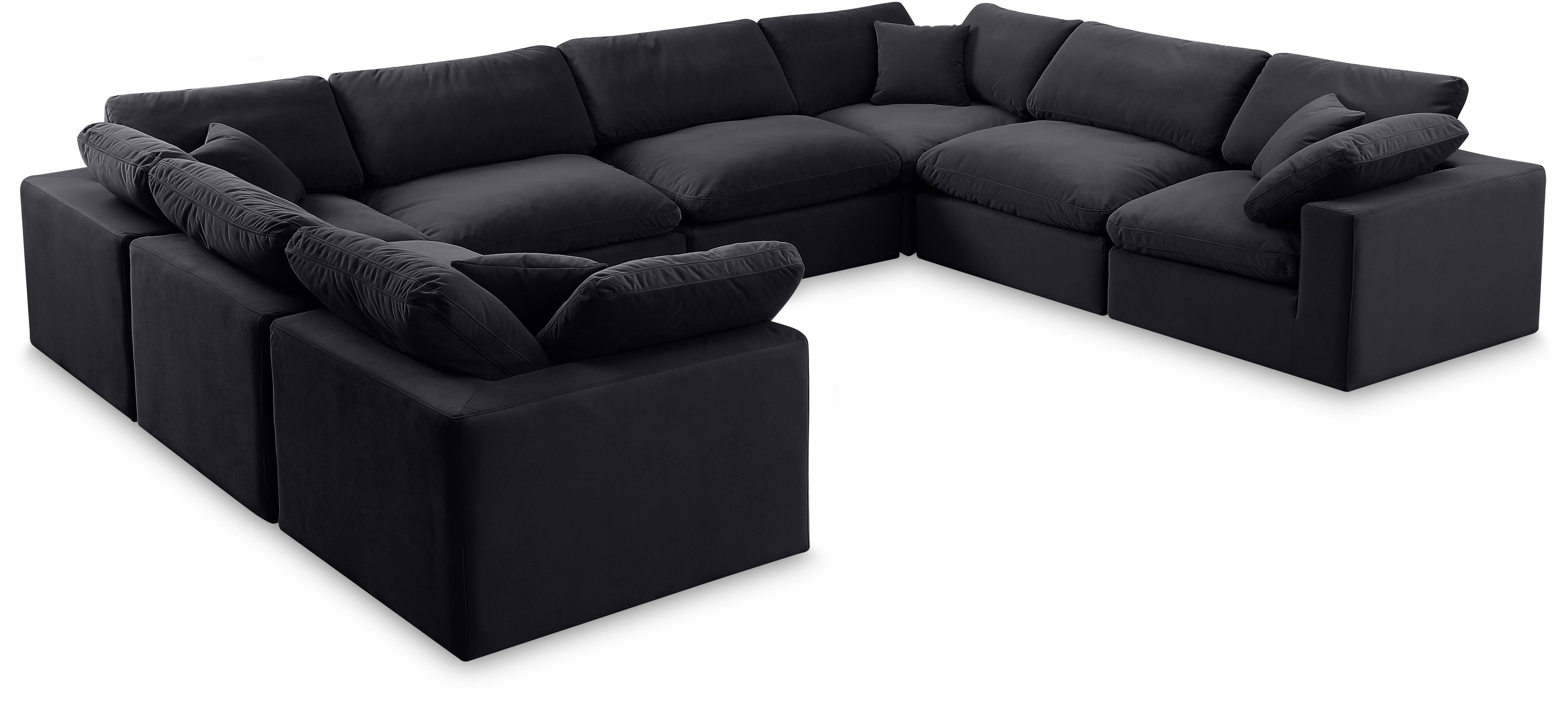 Comfy - 8 Piece Velvet Modular Sectional - Black