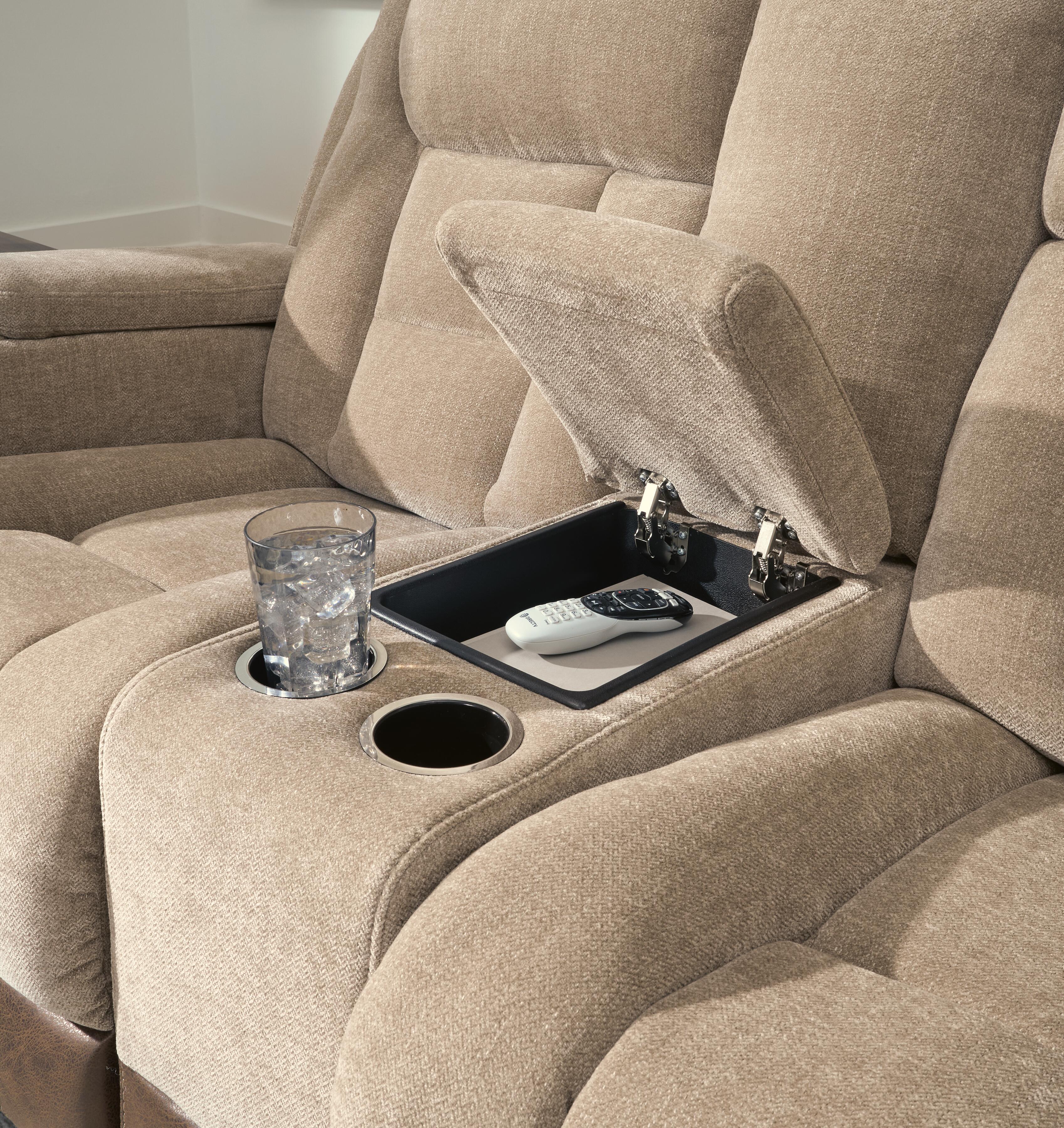 Ashley Furniture Mixed Motion - Power Reclining Loveseat With Console / Adjustable Headrest - Brownstone - Image 6