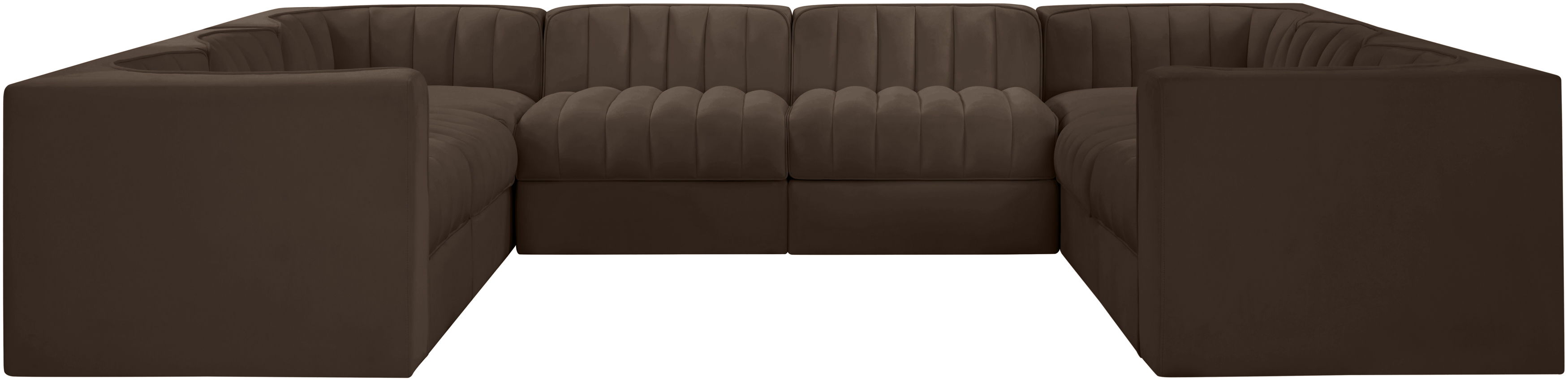 Rummi - Velvet Performance Fabric Upholstered Modular Sectional - Brown