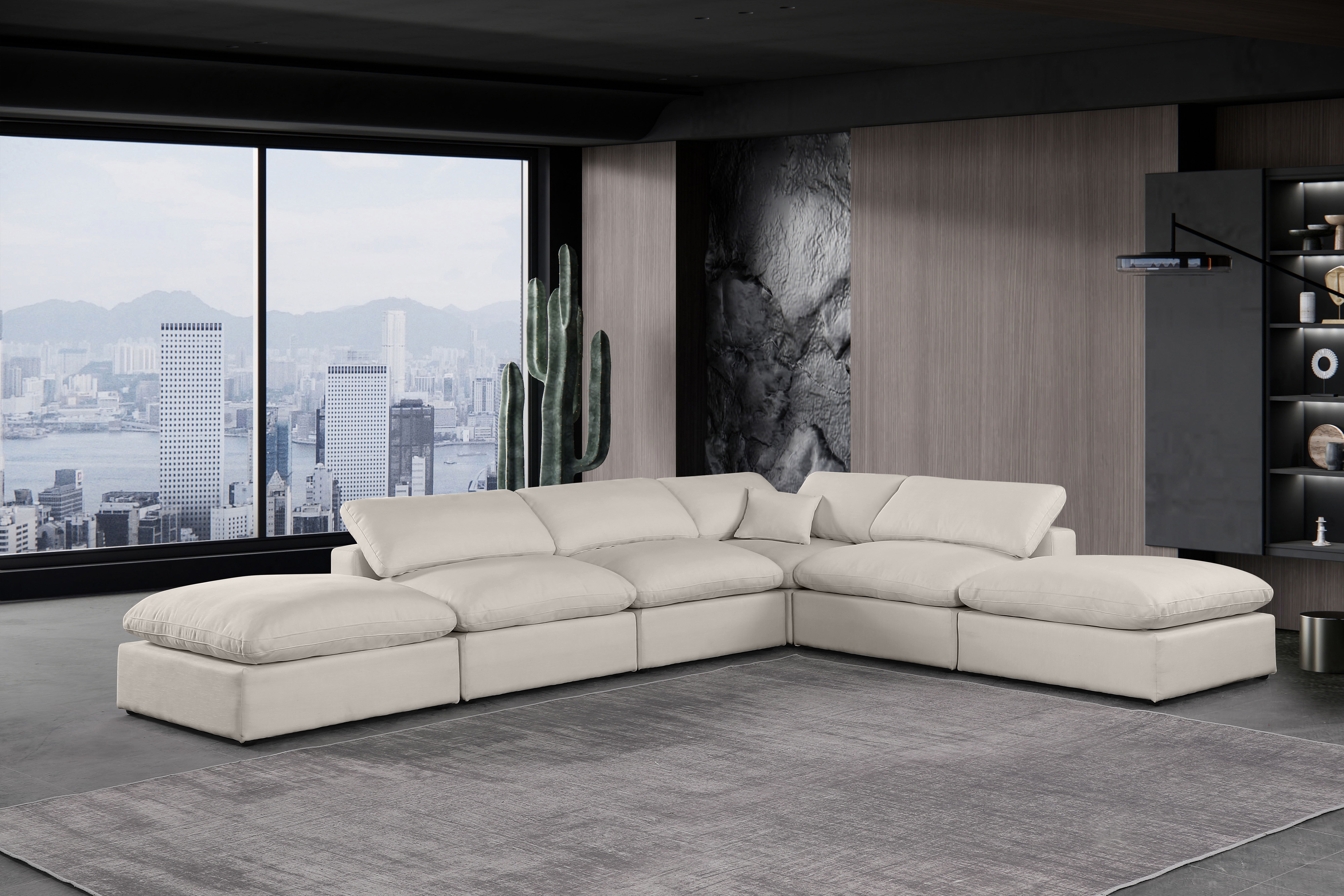 Comfy - 6 Piece Linen Modular Sectional - Beige
