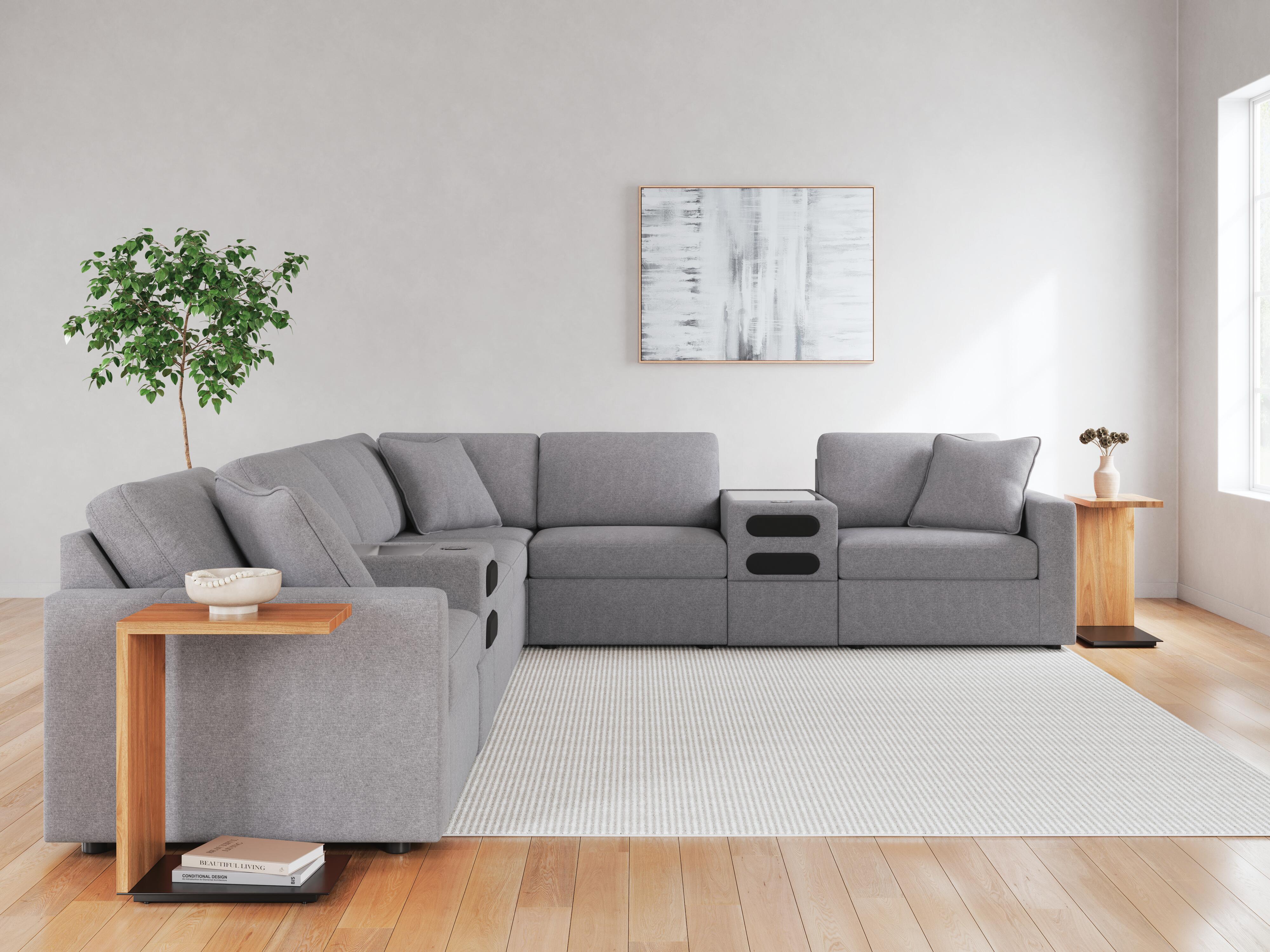 Ashley Furniture Modmax - 8-Piece Sectional With 2 Audio System Consoles And 3 Armless Chairs - Granite - Image 6