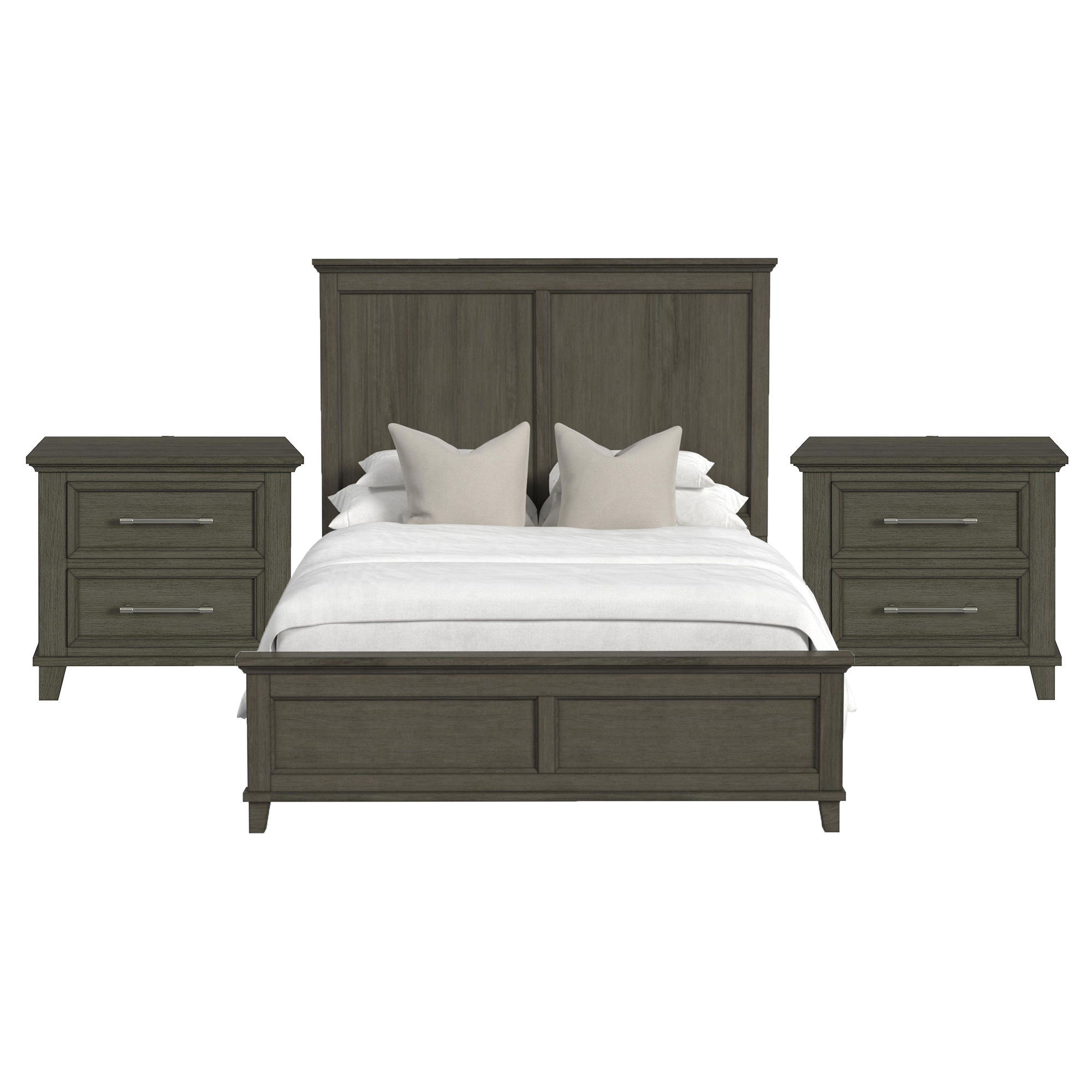 Canterbury - Full 3 Piece Bedroom Set With 2 Nightstands - Gray