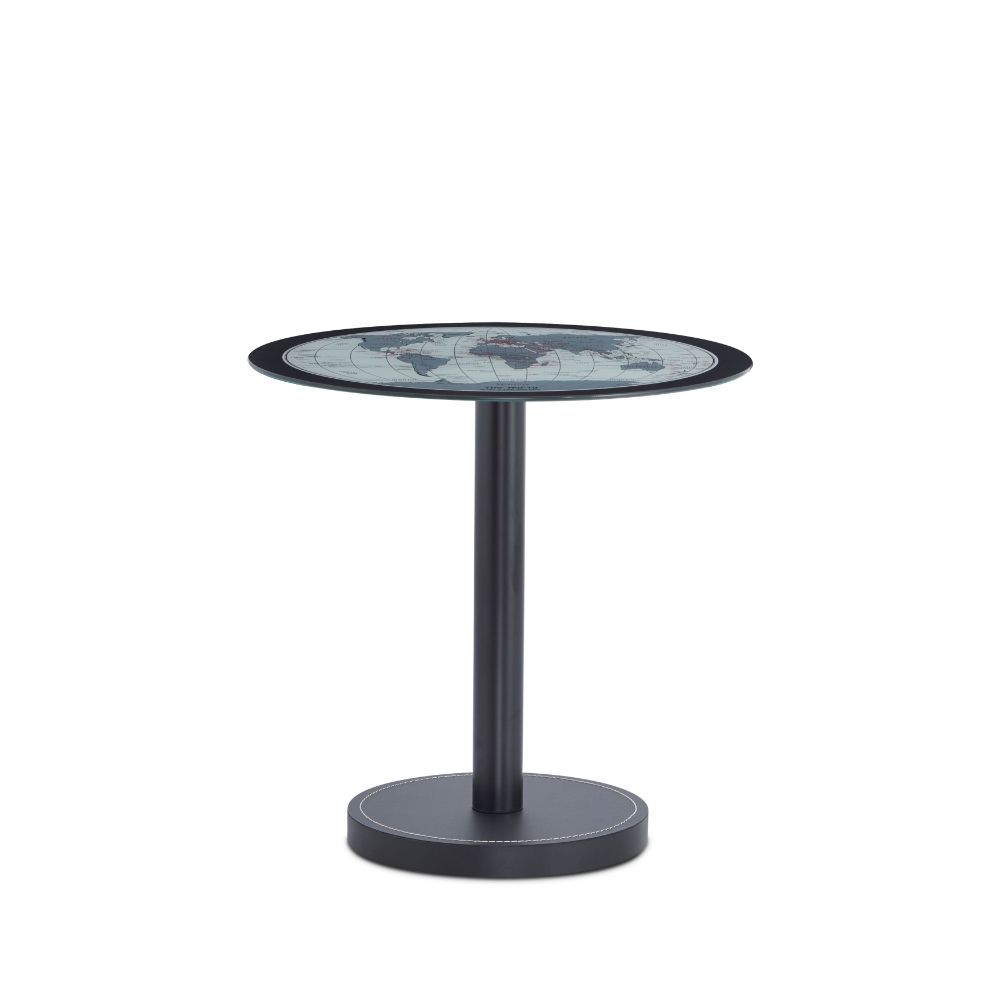Boli - End Table - Black & Map Glass, black