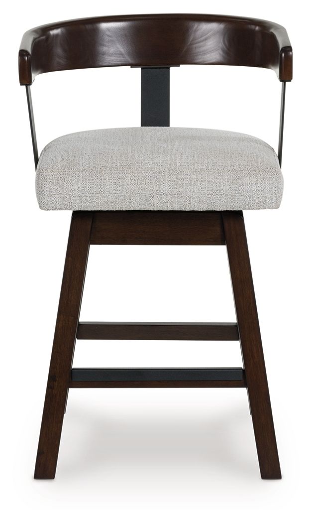 Ashley Furniture Haddigan - Upholstered Swivel Barstool (Set of 2) - Dark Brown - Image 4