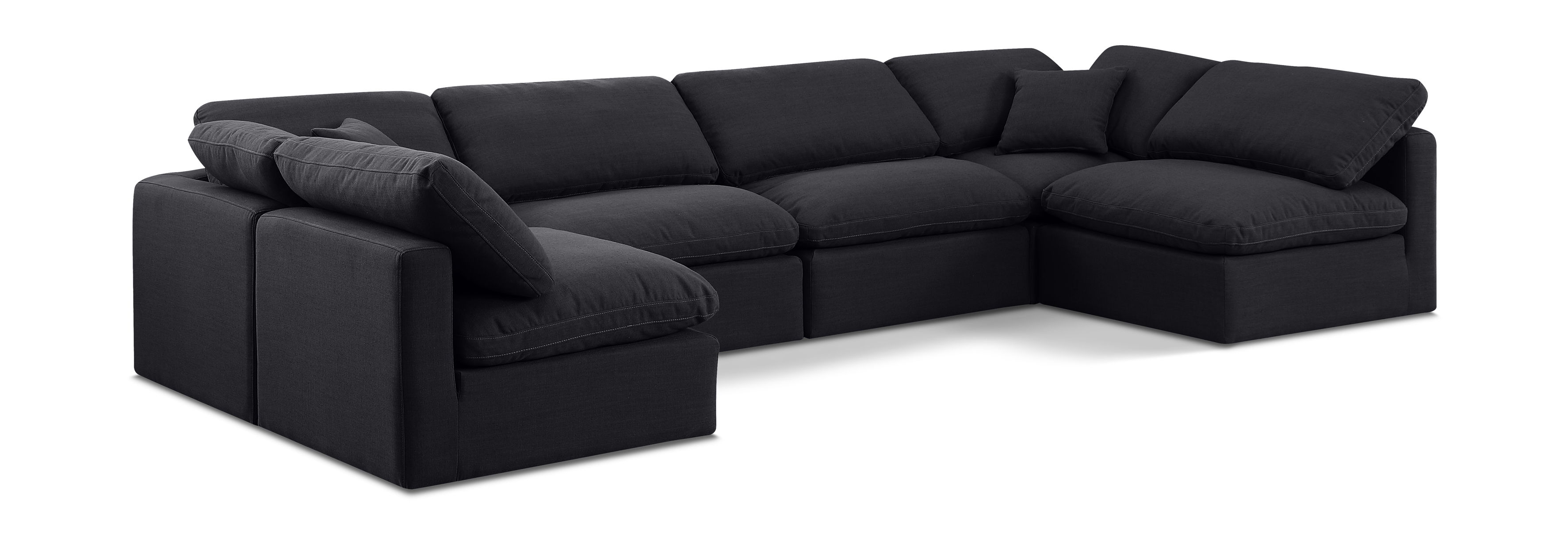 Indulge - Linen 6 Piece Modular U-Shaped Sectional - Black