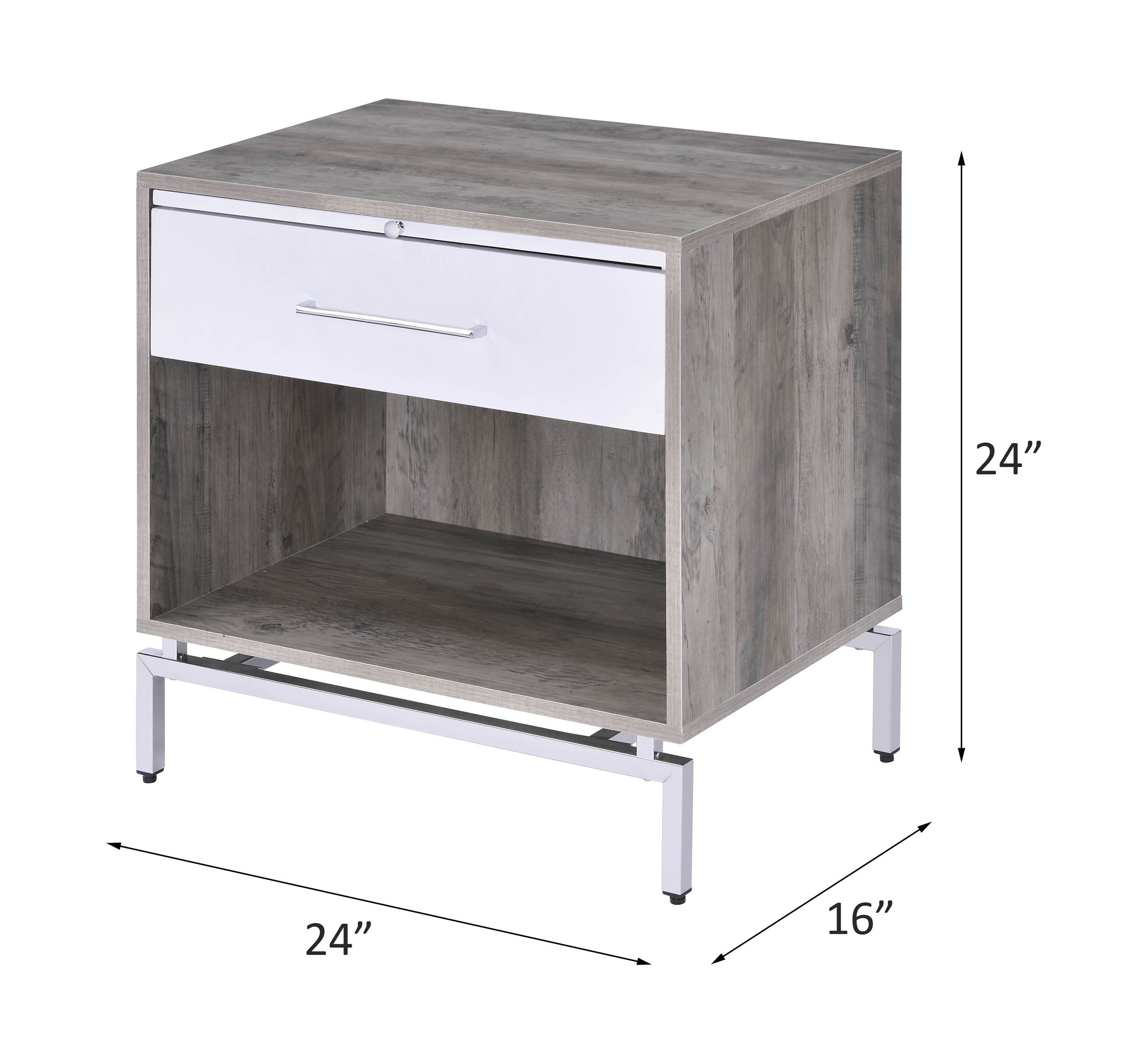 Cistus - Accent Table - Weathered Gray Oak & White, dark gray, view 5