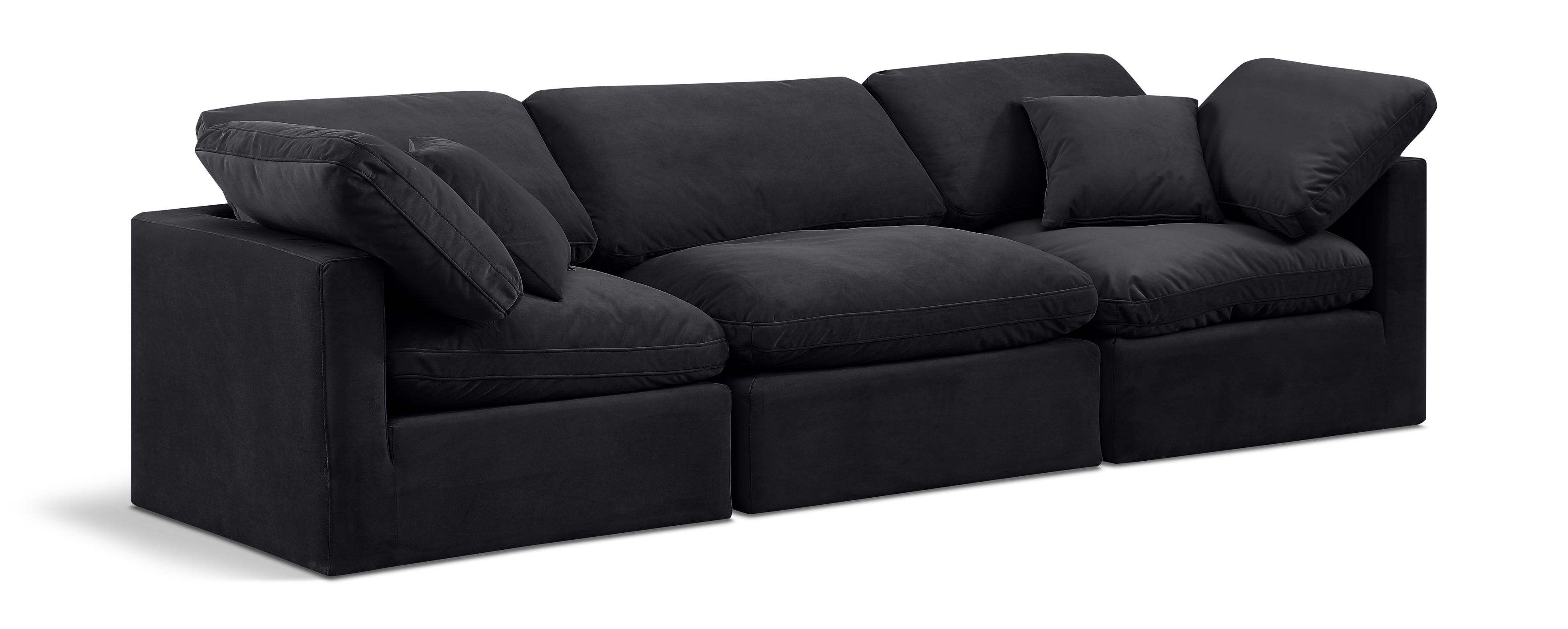 Indulge - Velvet 3 Seat Modular Sofa - Black