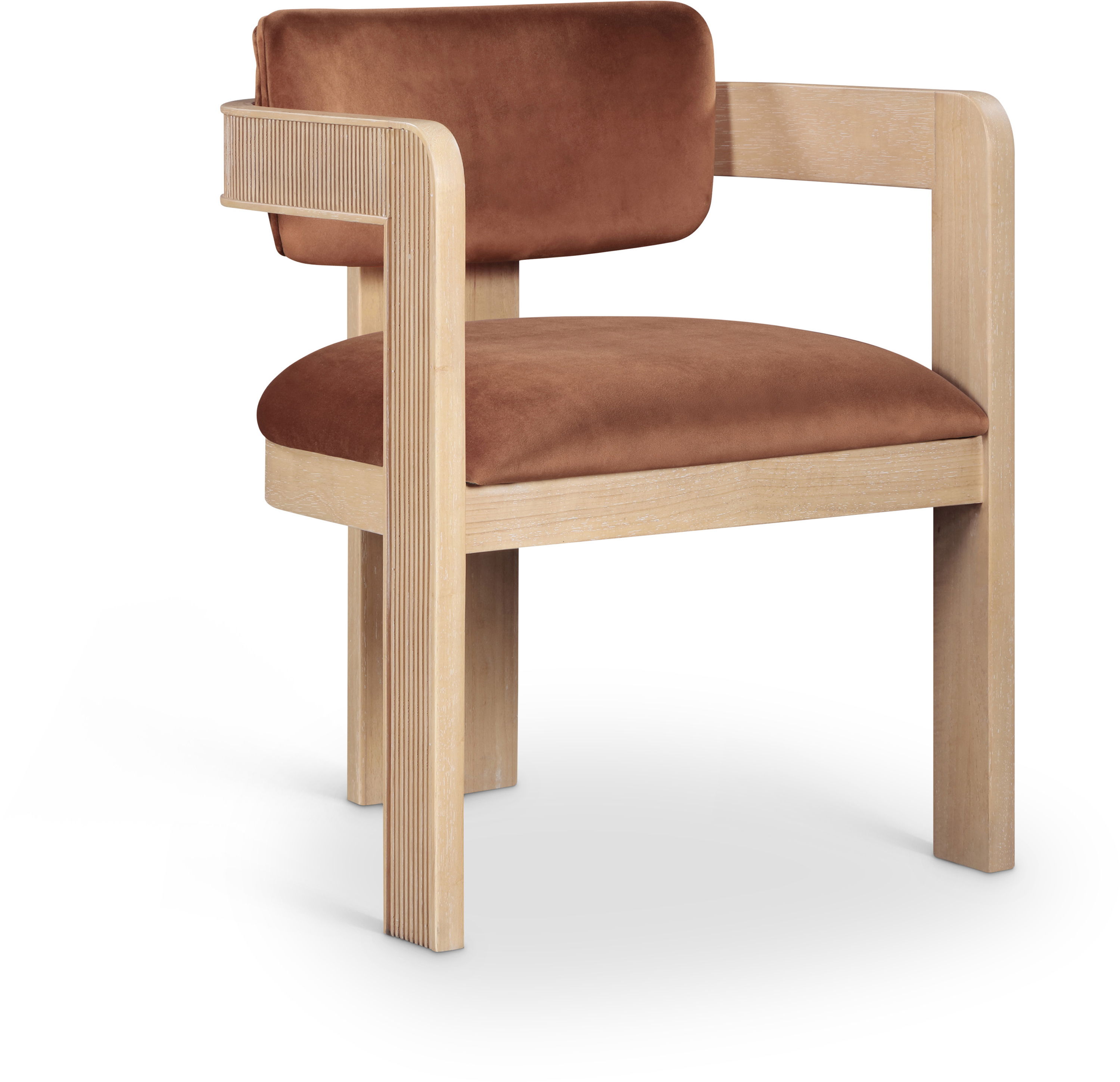 Sacha - Velvet Dining Chair With Natural Base (Set of 2) - Cognac