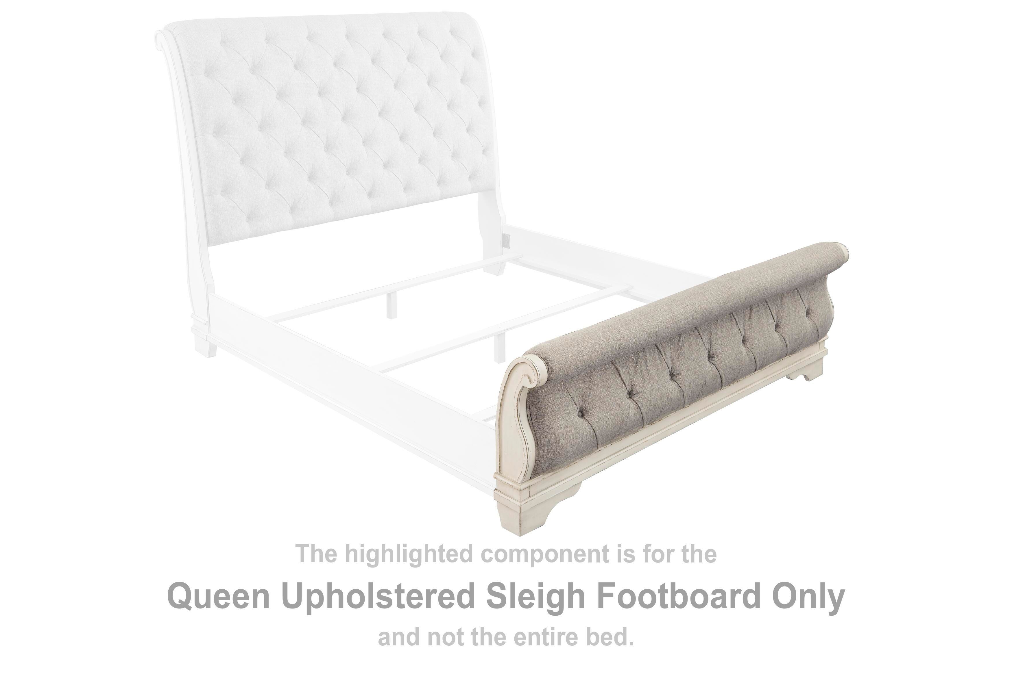 Realyn – Queen UPH Sleigh Footboard – White / Brown / Beige