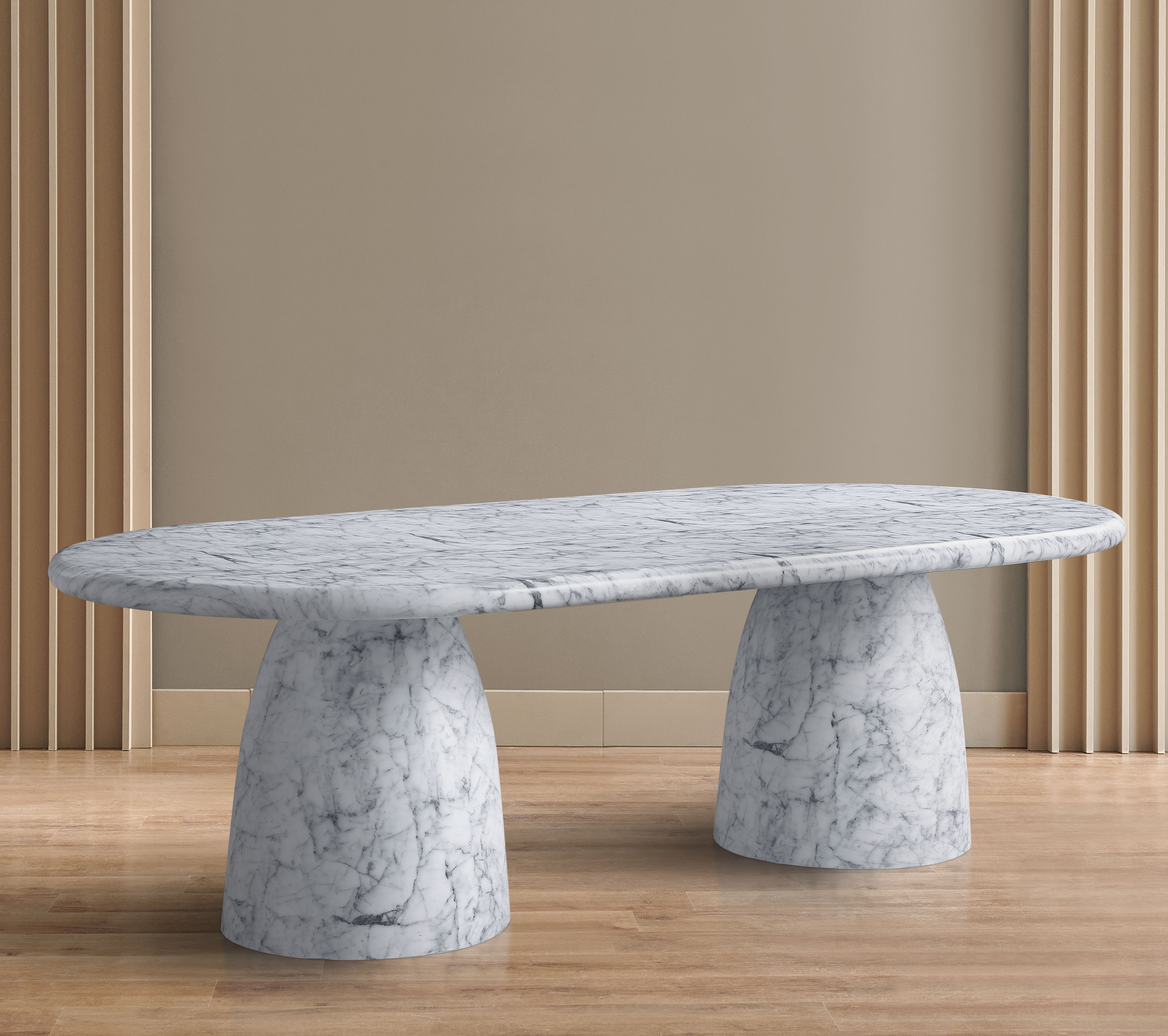 Cosenza - 96" Marble Finish Concrete Dining Table - White