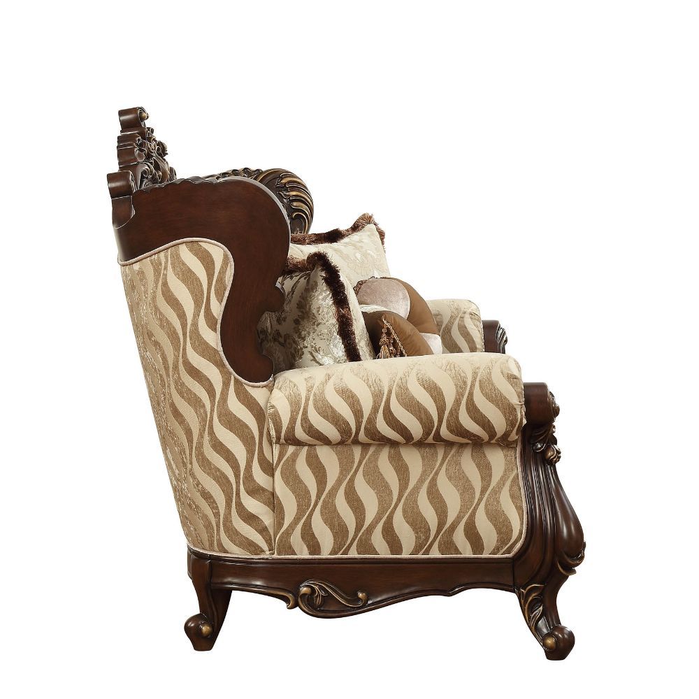 Shalisa - Loveseat With 5 Pillows (Same Lv01586) - Fabric & Walnut, dark brown, view 5