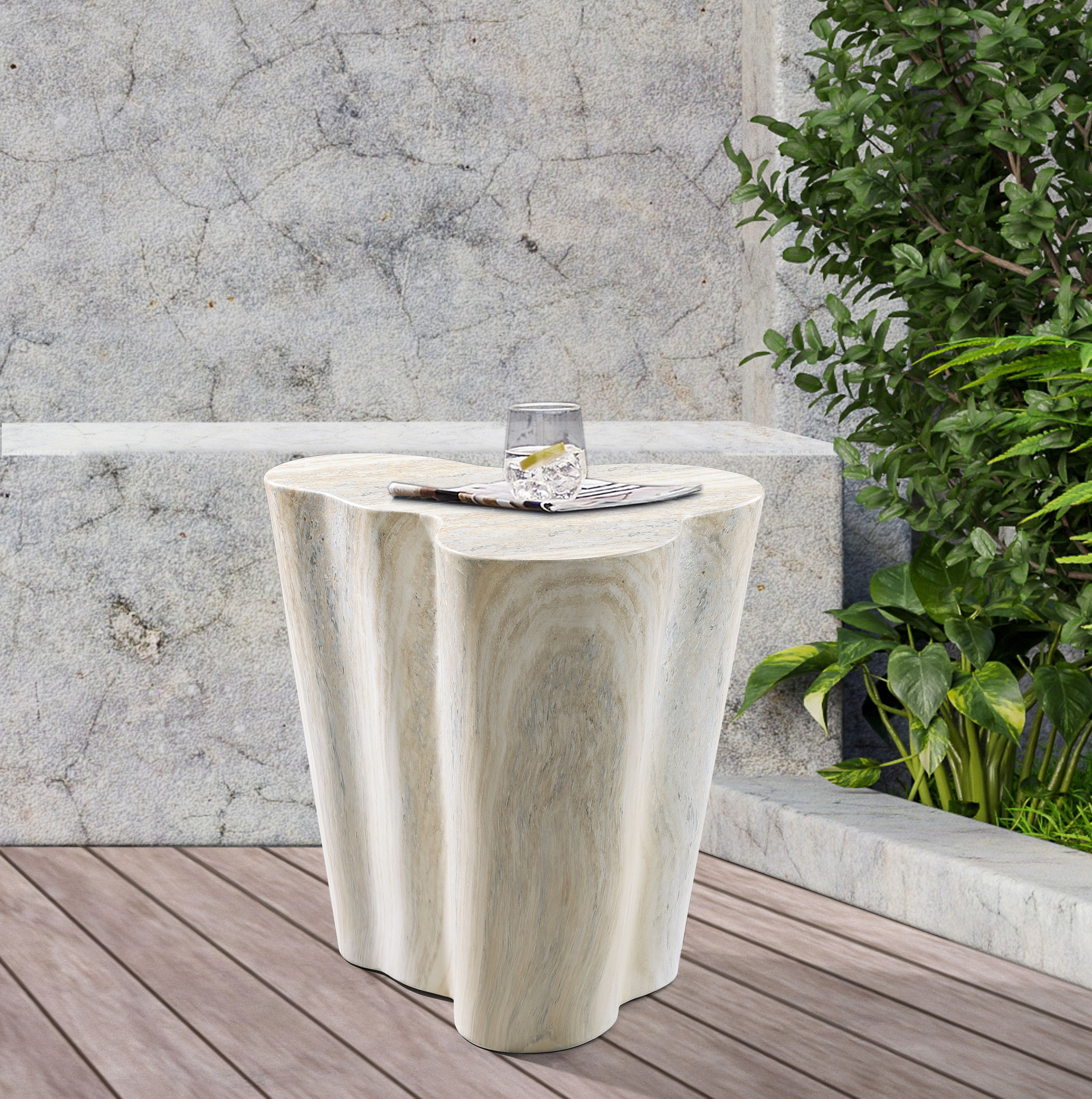 Monza - Concrete End Table - Travertine