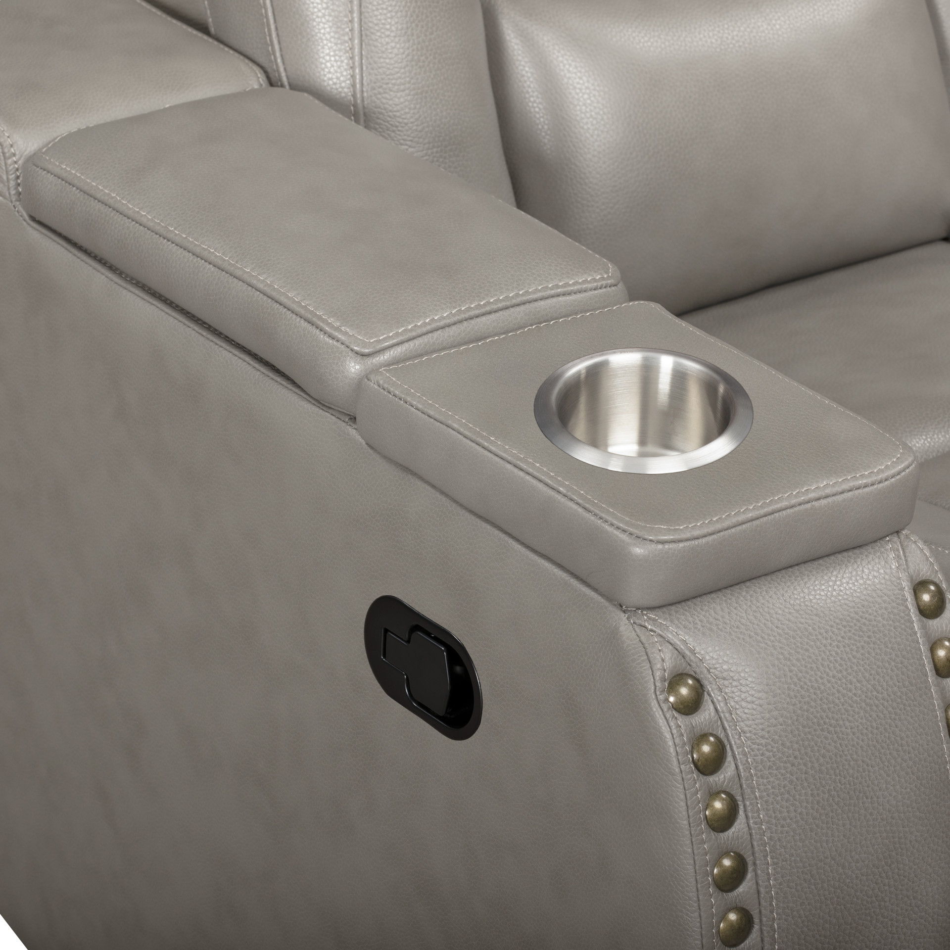 Breckenridge II - Console Loveseat With Dual Recliners - Light Gray, gray, view 7