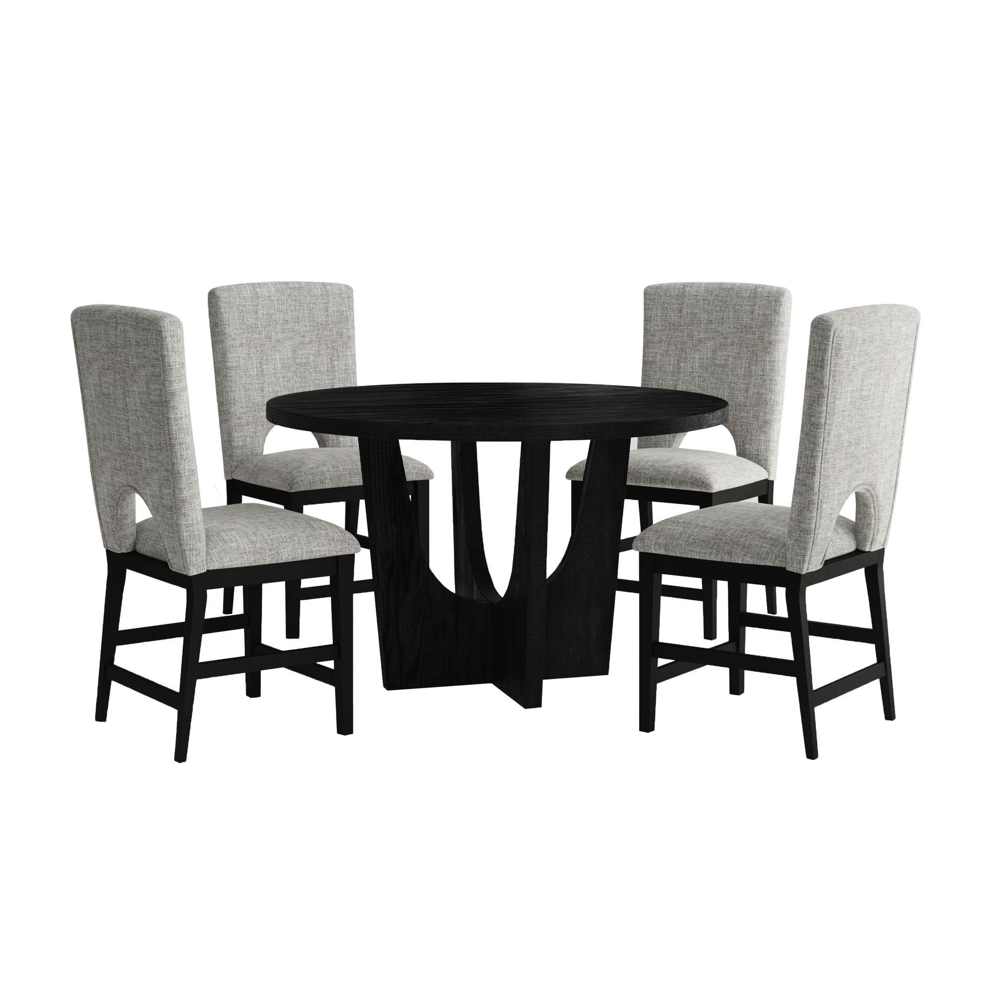 5 Pc · Round Counter Table With Wood Top And Four Chairs