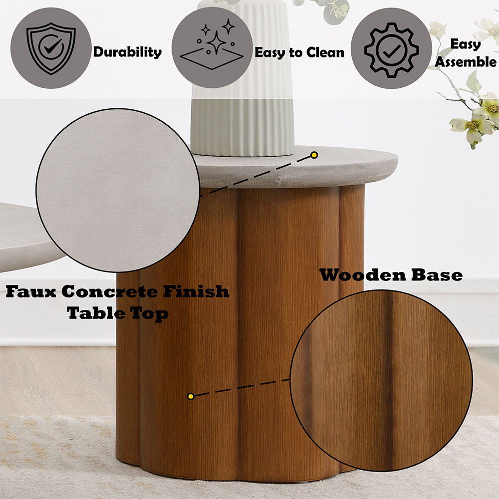 Evelyn - End Table - Faux Concrete Top & Walnut, light brown, view 4