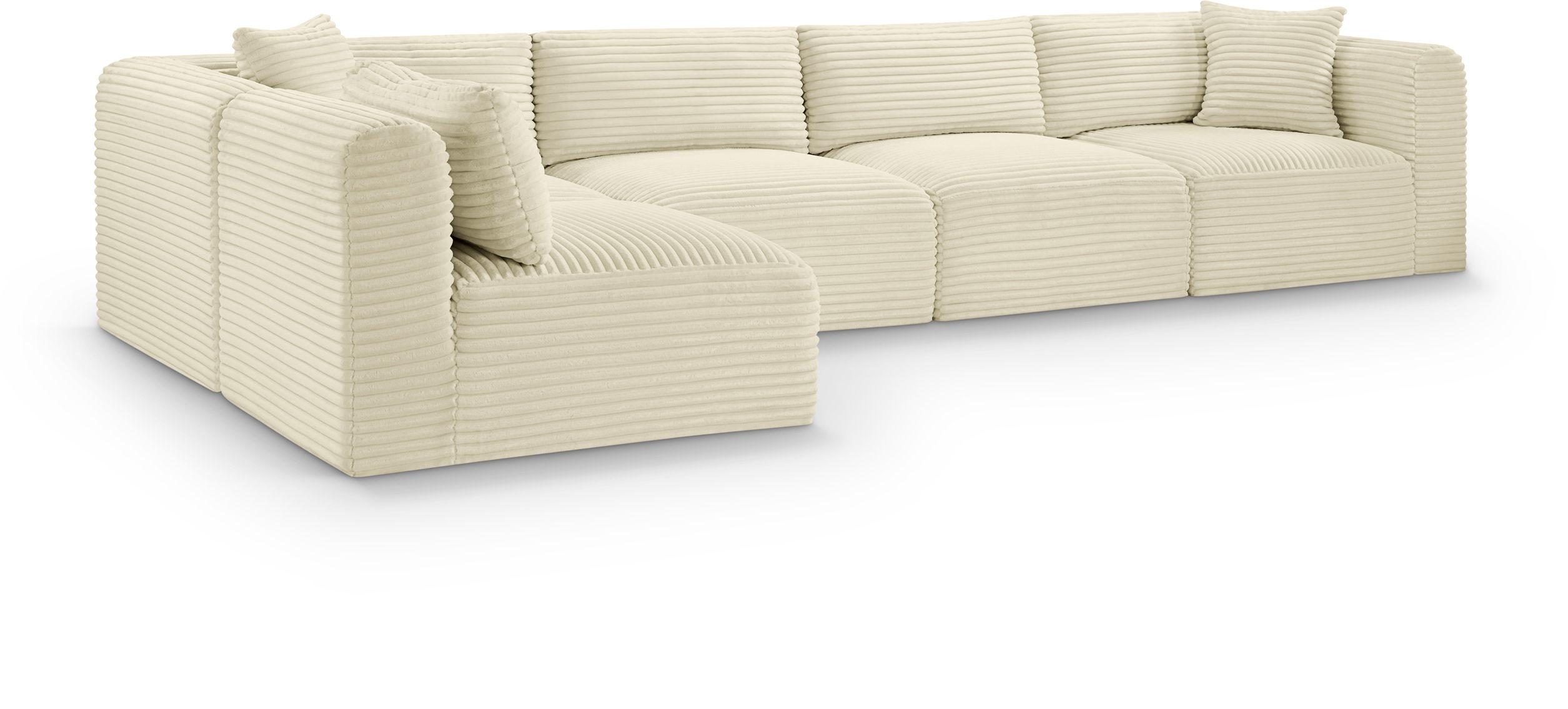 Shaggy - 5 Piece Modular Sectional - Cream