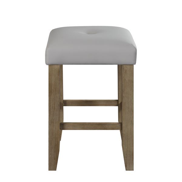 Charnell - Counter Height Stool (Set of 2) - Gray Synthetic Leather & Oak, light brown, view 3