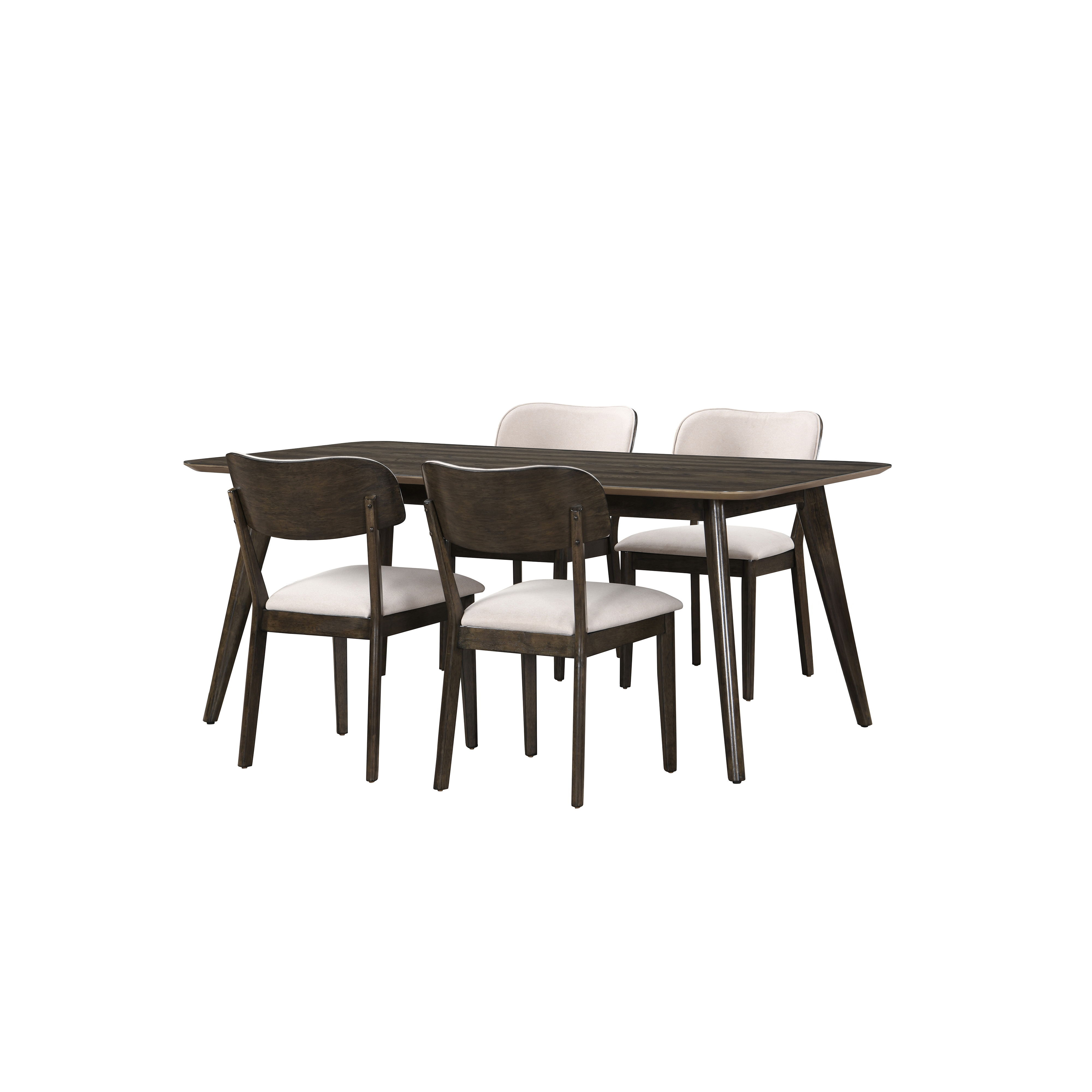 Rex - Rectangle Dining Table & 4 Open Back Chairs - Dark Brown