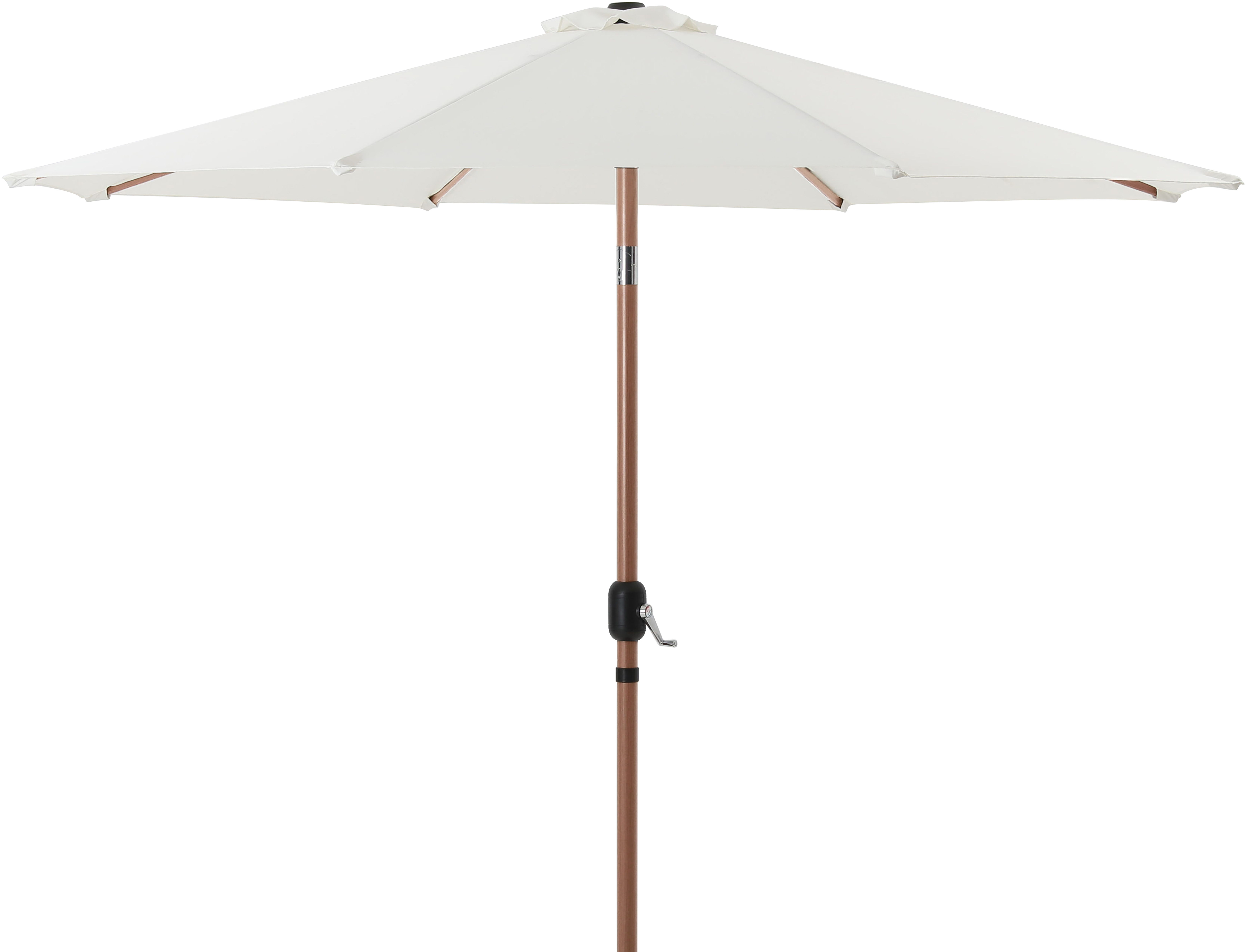Fiji - Aluminum Patio Umbrella With Round Black And Teak Base - White