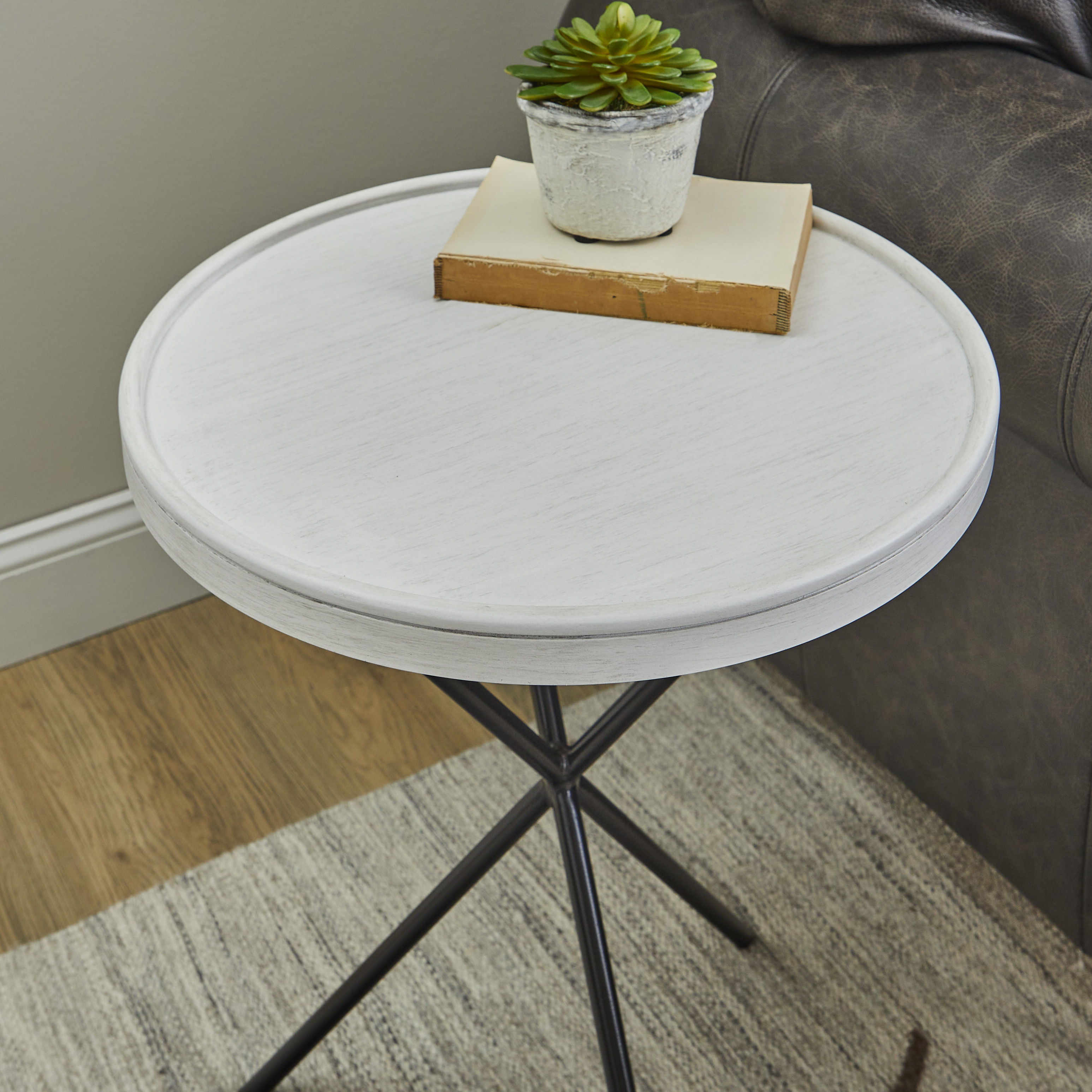 Melody - Round End Table - White, white, view 3