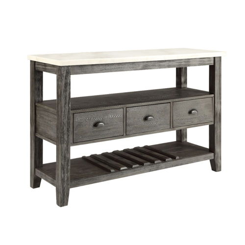 Merel - Server - White Marble Top & Gray Oak, dark gray