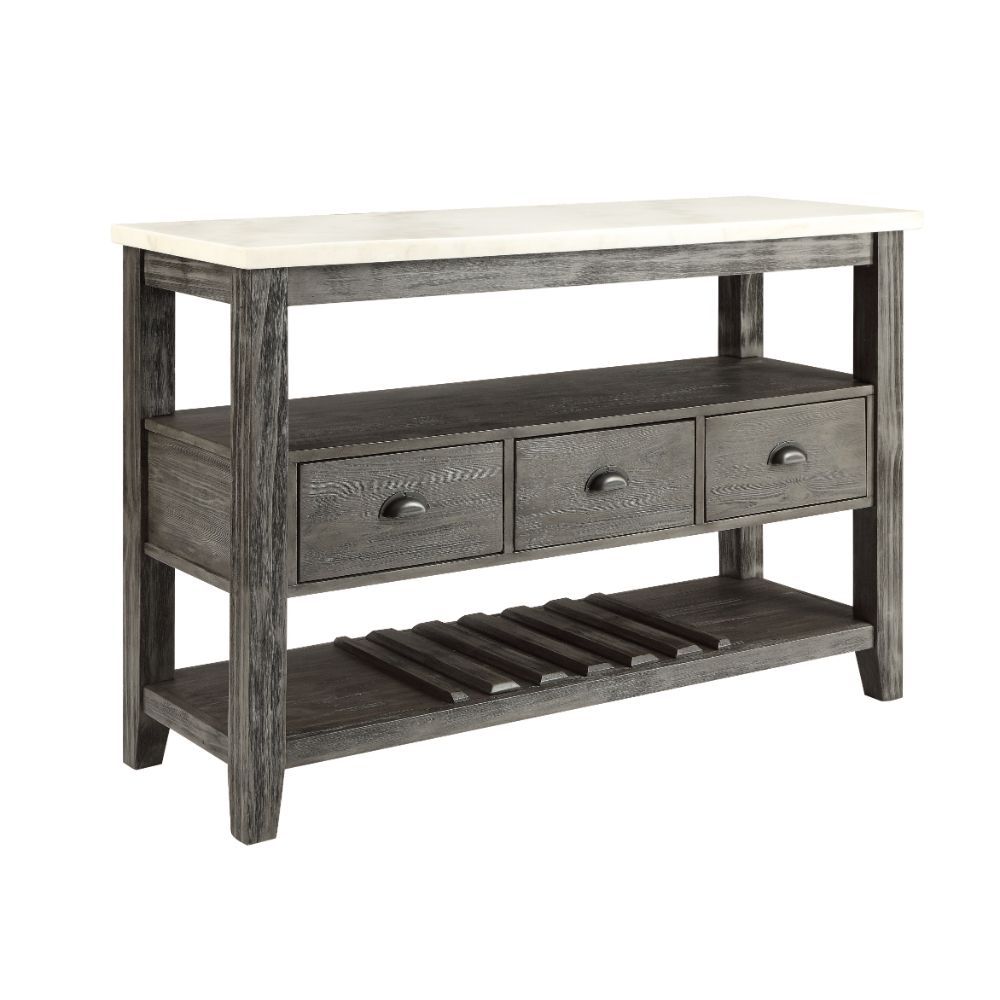 Merel - Server - White Marble Top & Gray Oak, dark gray