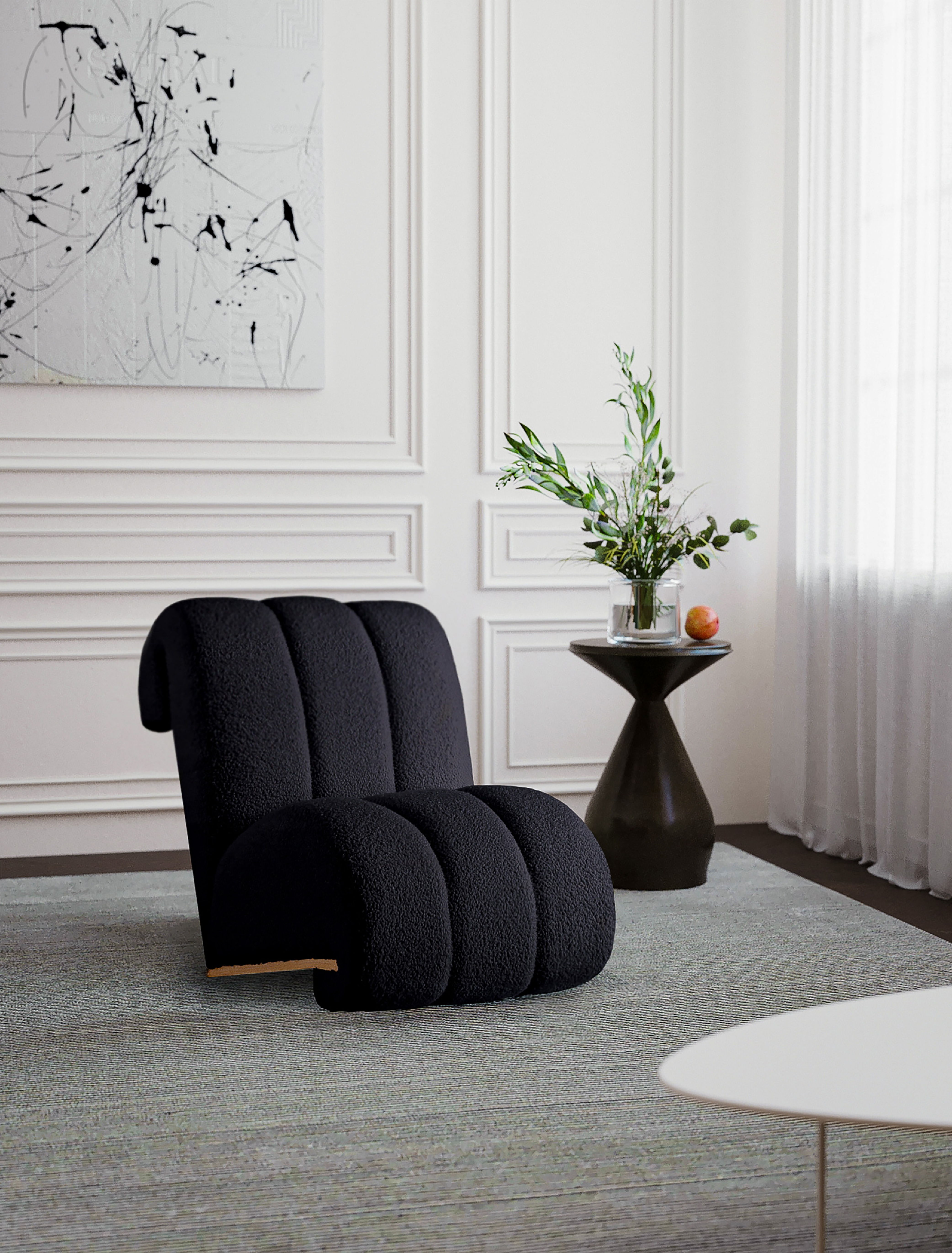 Swoon - Accent Chair With Natural Base - Black