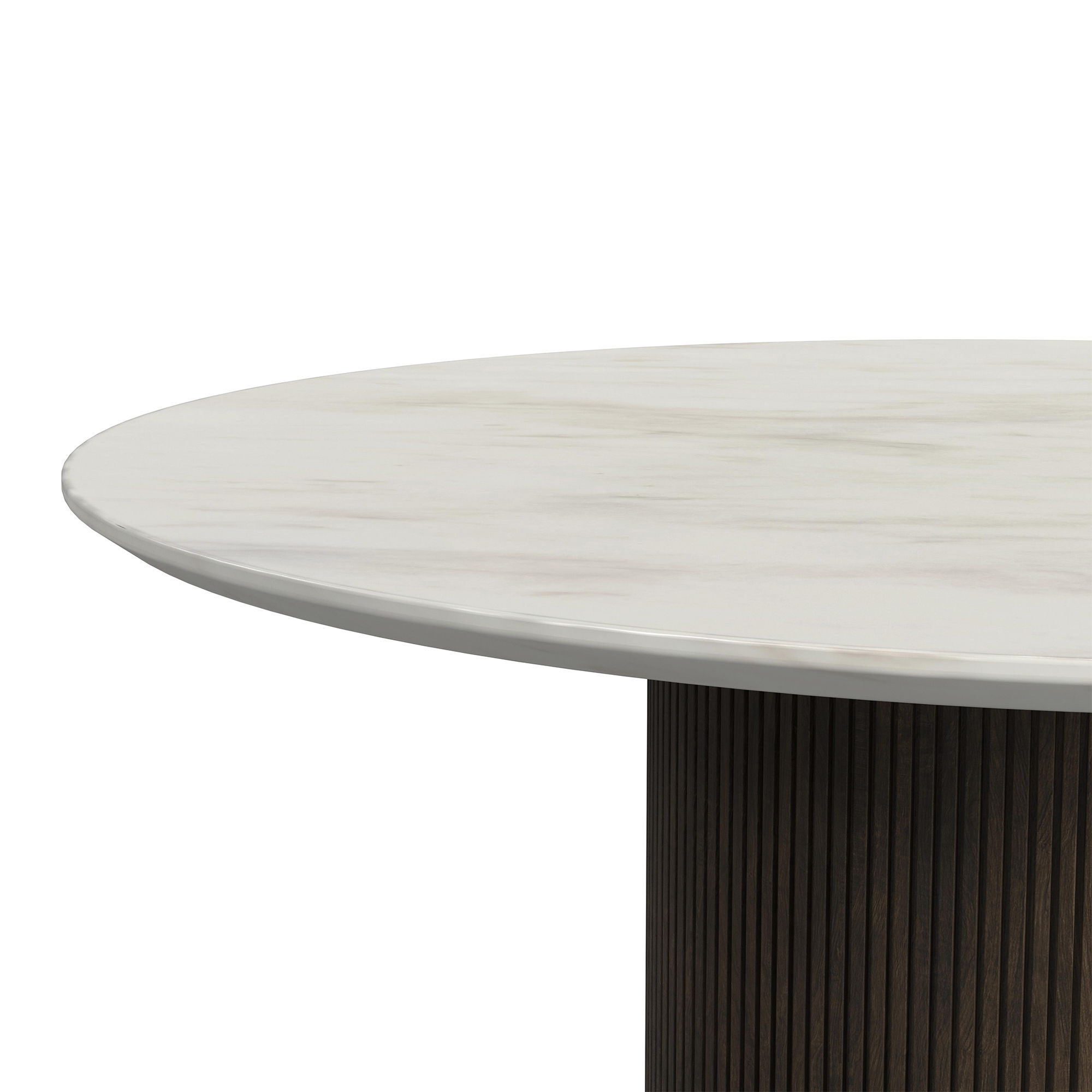 Sylvie - Round Dining Table (Top With Faux Marble And Base) - Dark Brown / White