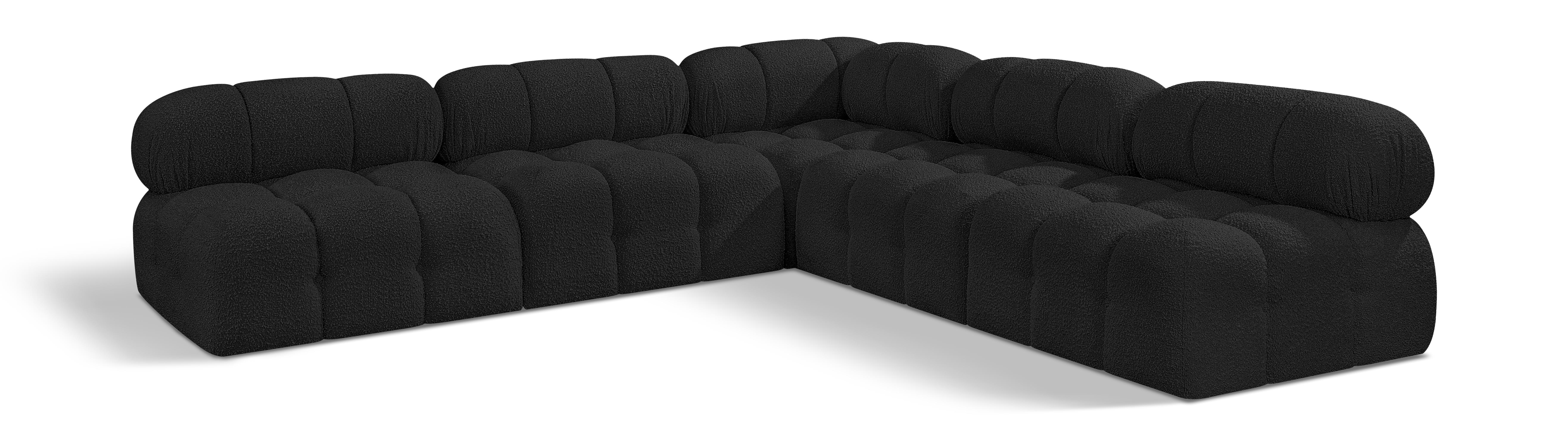 Ames - 5 Piece Fabric Modular Corner Sectional - Black