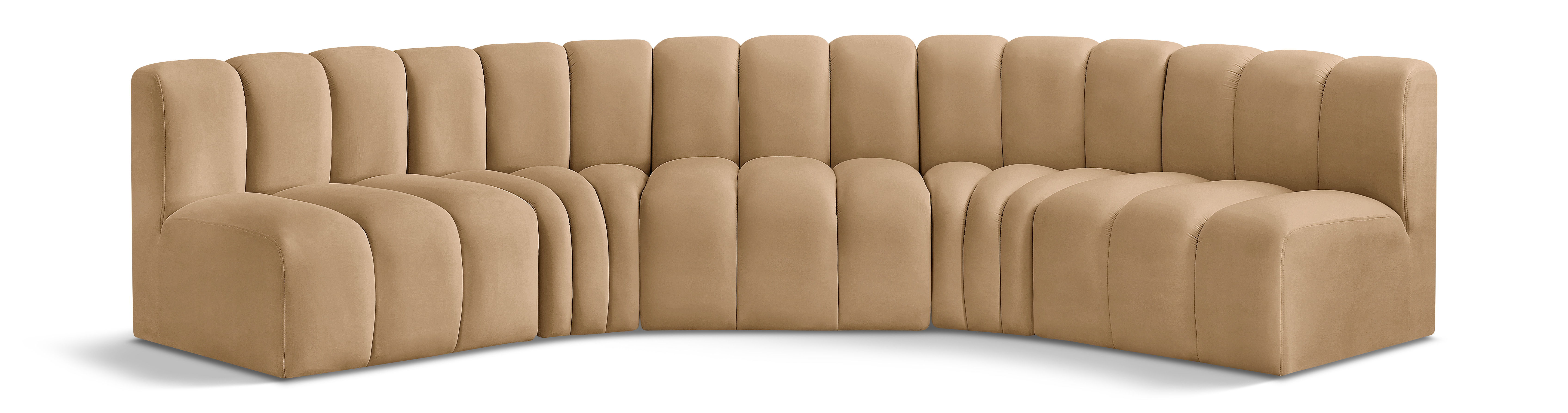 Arc - Velvet 5 Piece U-Shaped Modular Sofa - Camel