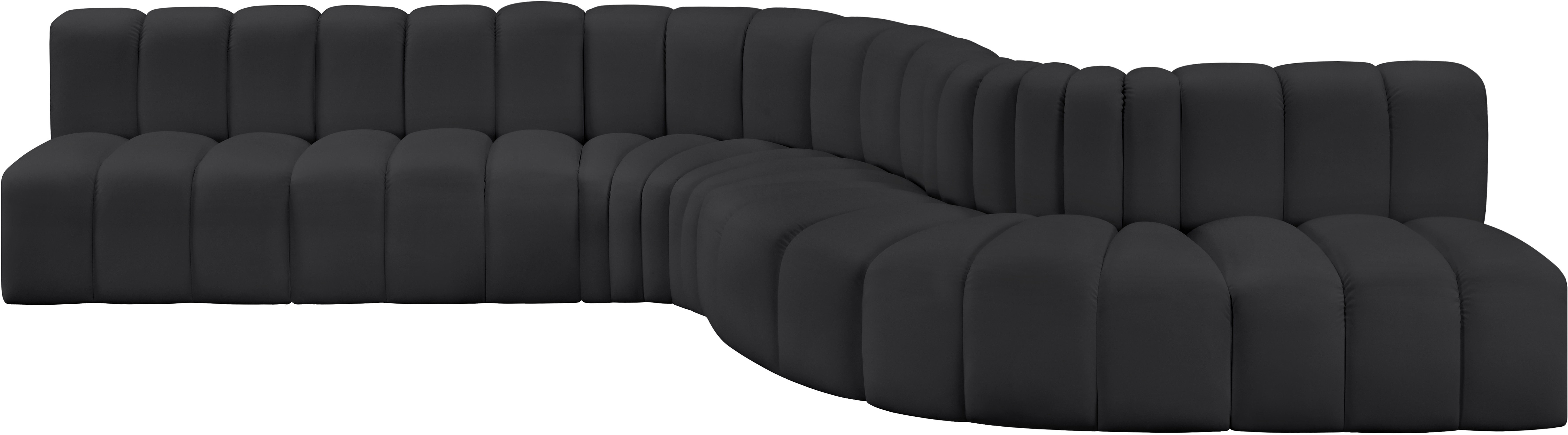 Arc - Faux Leather 7 Piece Modular Sofa - Black