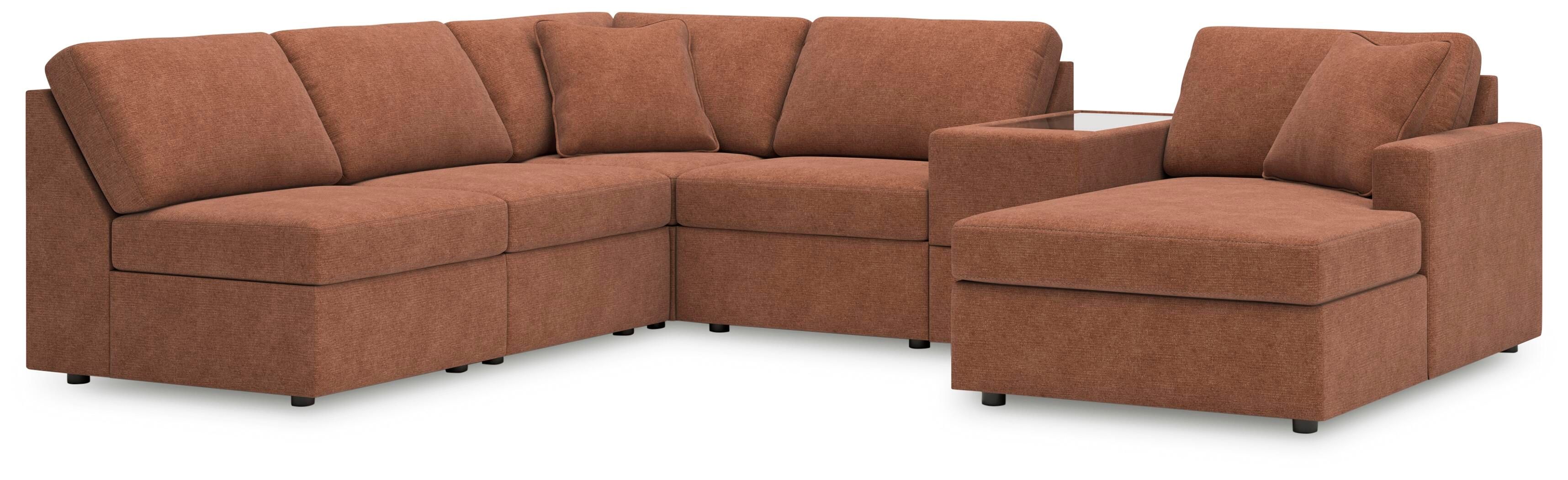 Modmax – 6-Piece Sectional With Raf Corner Chaise And Storage Console – Spice