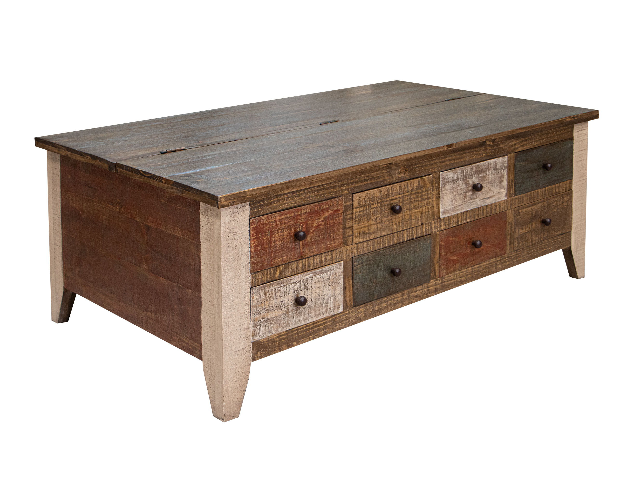 International Furniture Direct Antique - Multi-Drawer Cocktail Table With 8 Drawers - Multicolor
