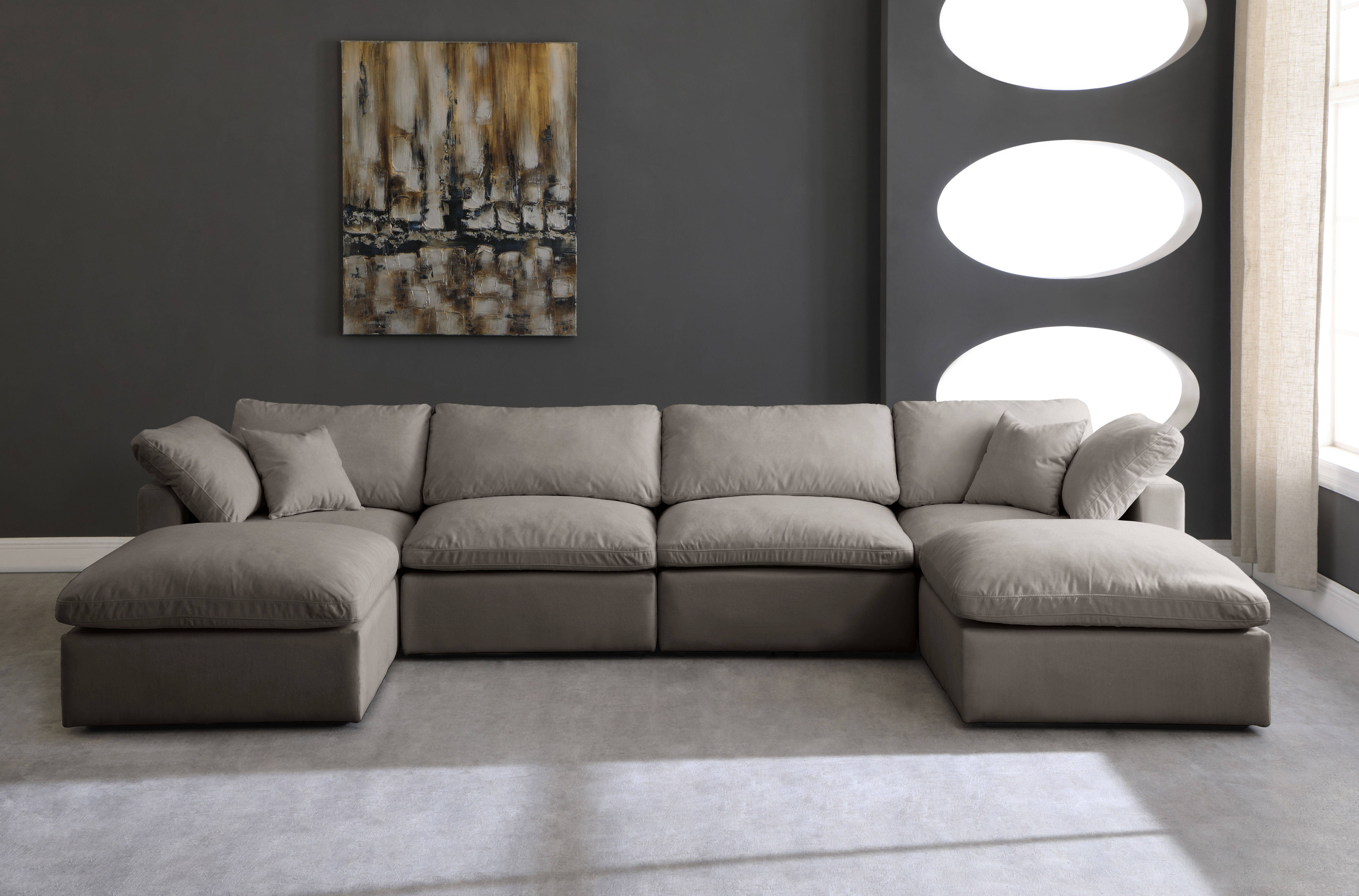Plush - 6 Piece Modular Double Chaise Sectional - Gray