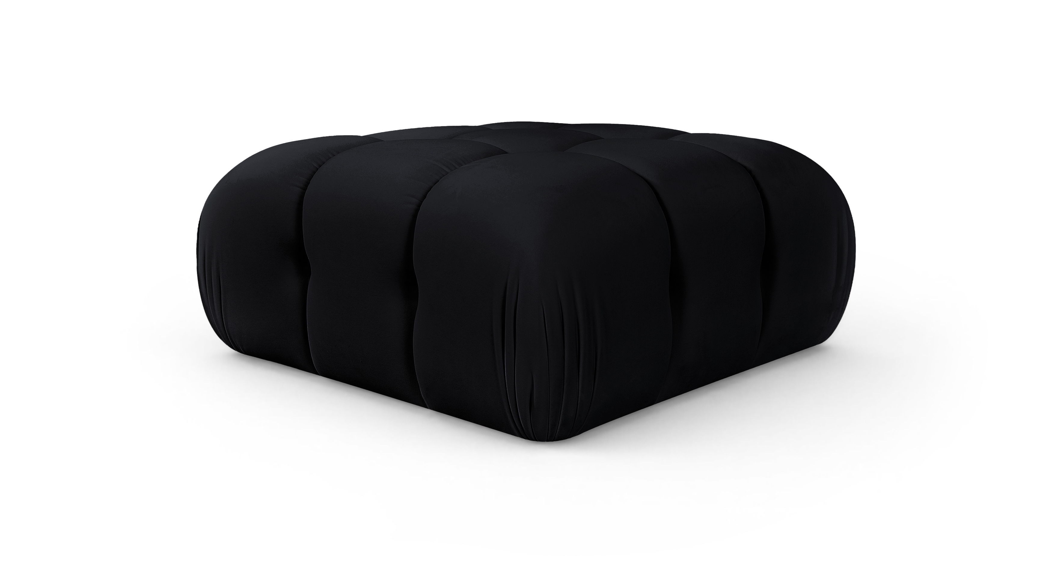 Orin - Velvet Performance Fabric Upholstered Modular Ottoman - Black
