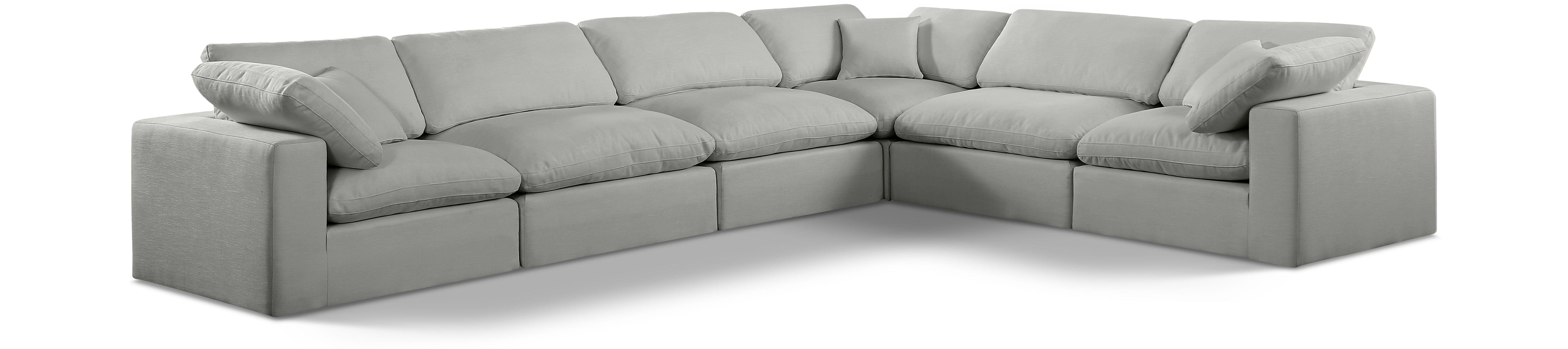 Comfy - 6 Piece Linen Modular Corner Sectional - Gray