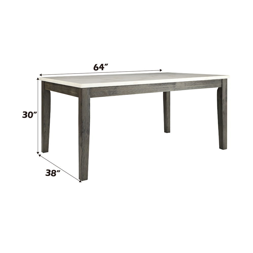 Merel - Dining Table - White Marble Top & Gray Oak, dark gray, view 3